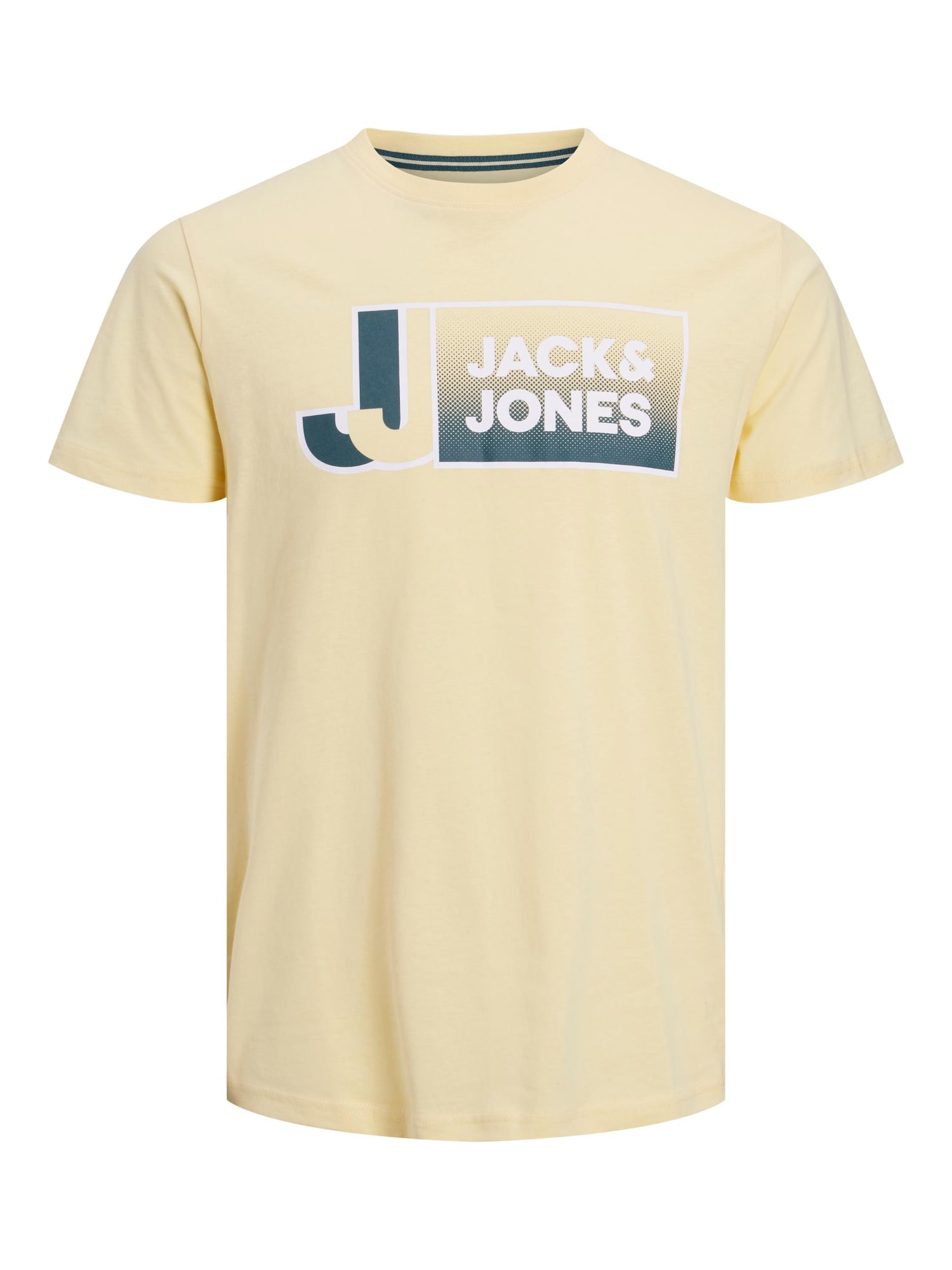JACK & JONES Majica 'LOGAN'  svetlo rumena / petrol / bela