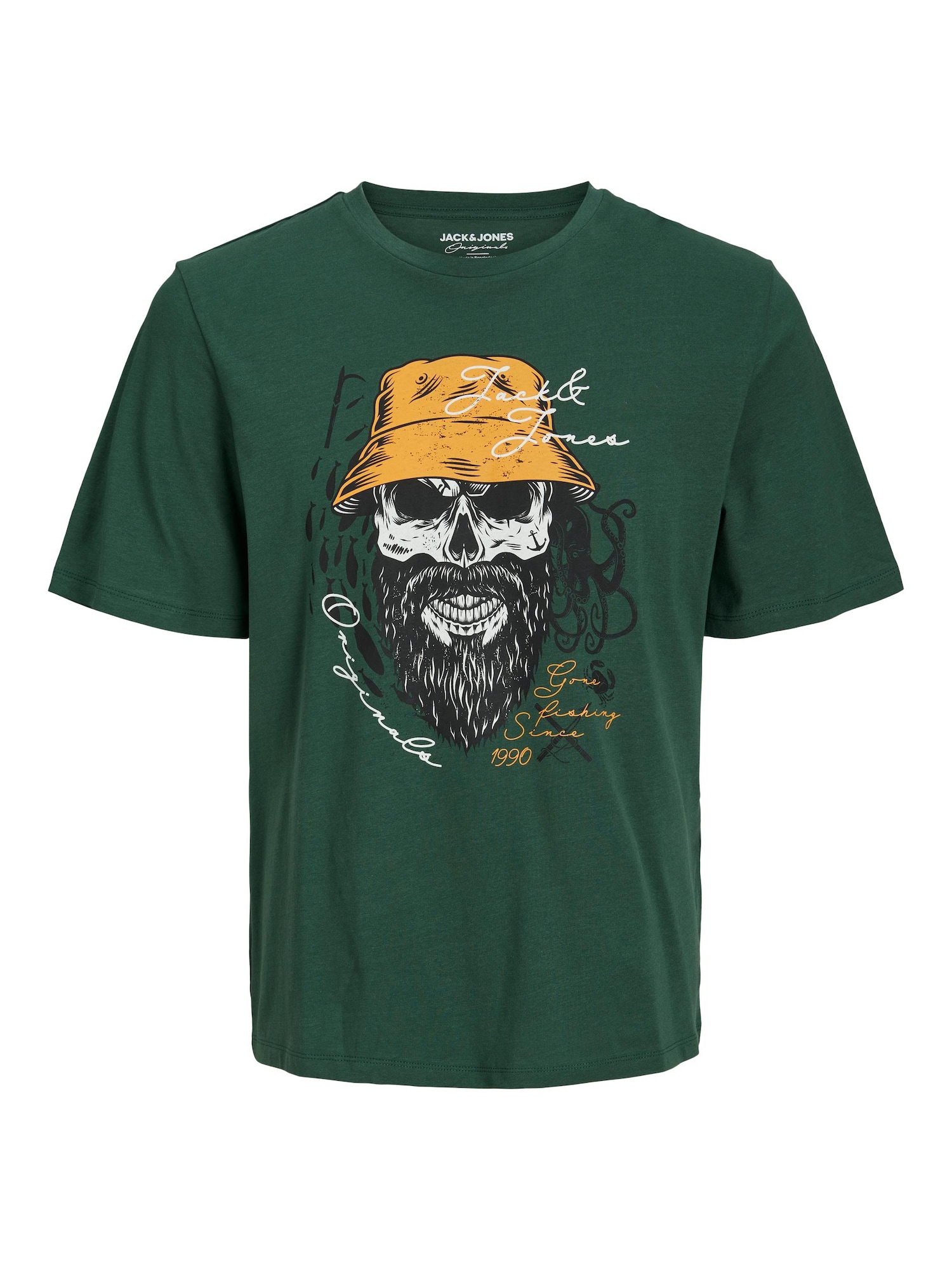 JACK & JONES Majica 'Roxbury'  kari / zelena / črna / bela