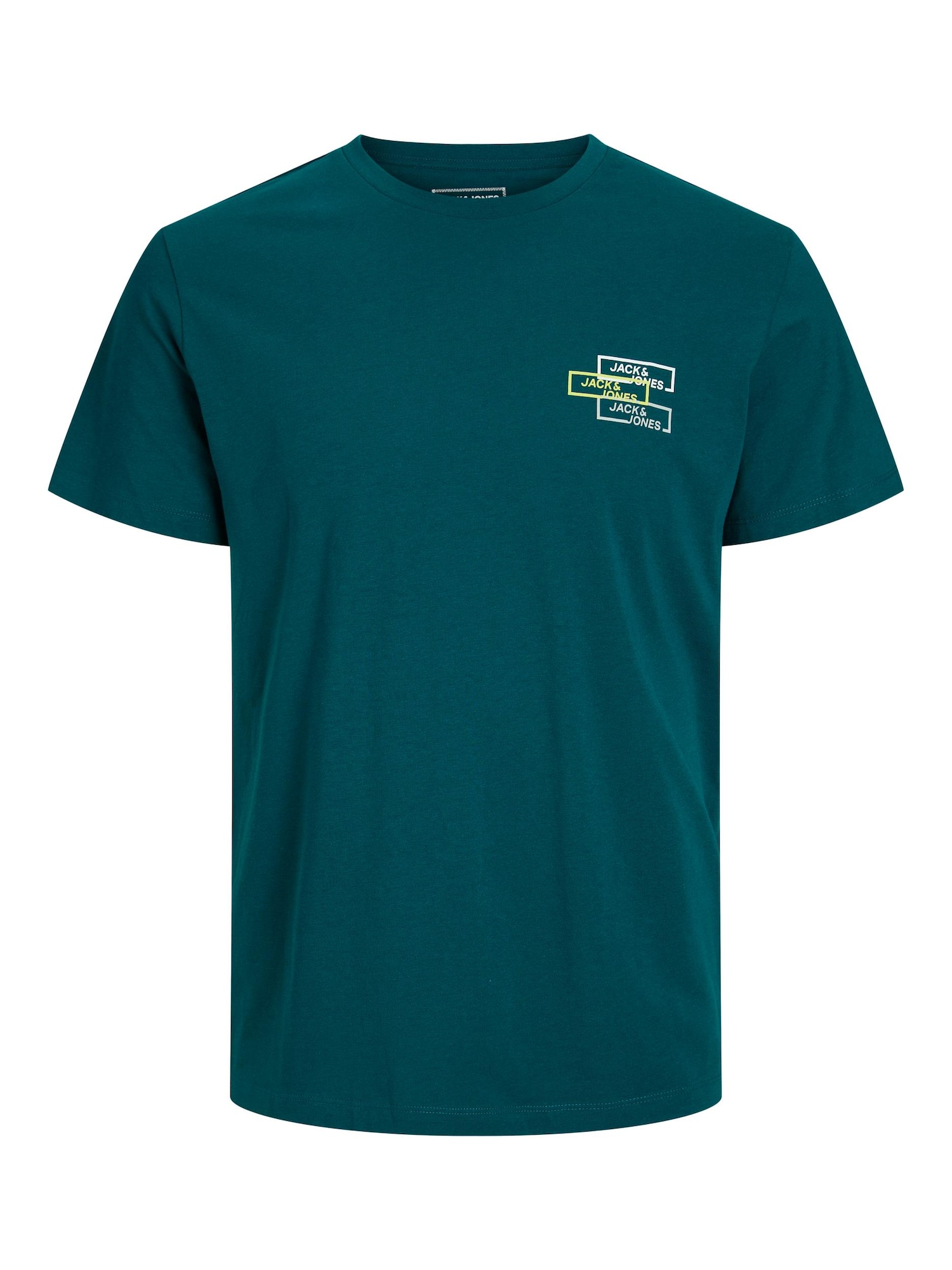 JACK & JONES Majica 'Space'  neonsko rumena / temno zelena / bela
