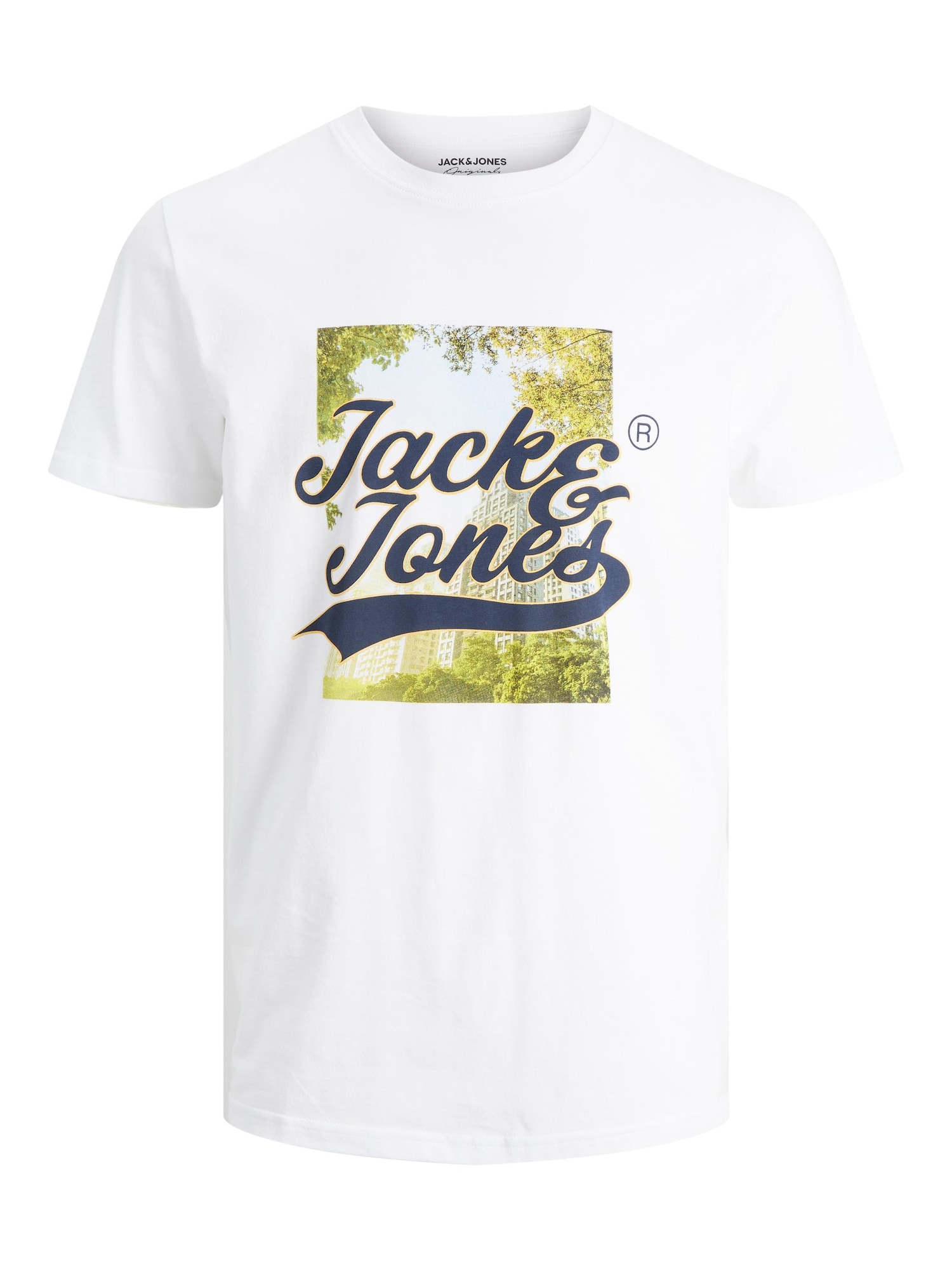 JACK & JONES Majica  mornarska / pastelno rumena / zelena / bela