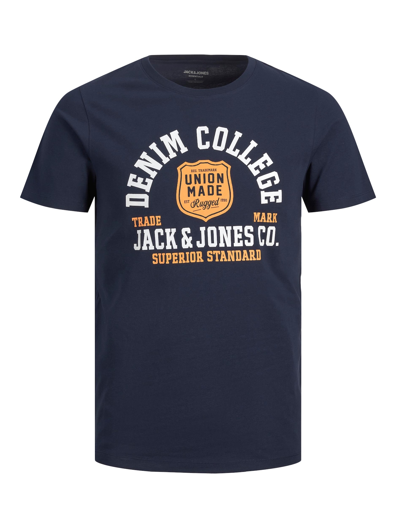 JACK & JONES Majica  nočno modra / svetlo oranžna / bela