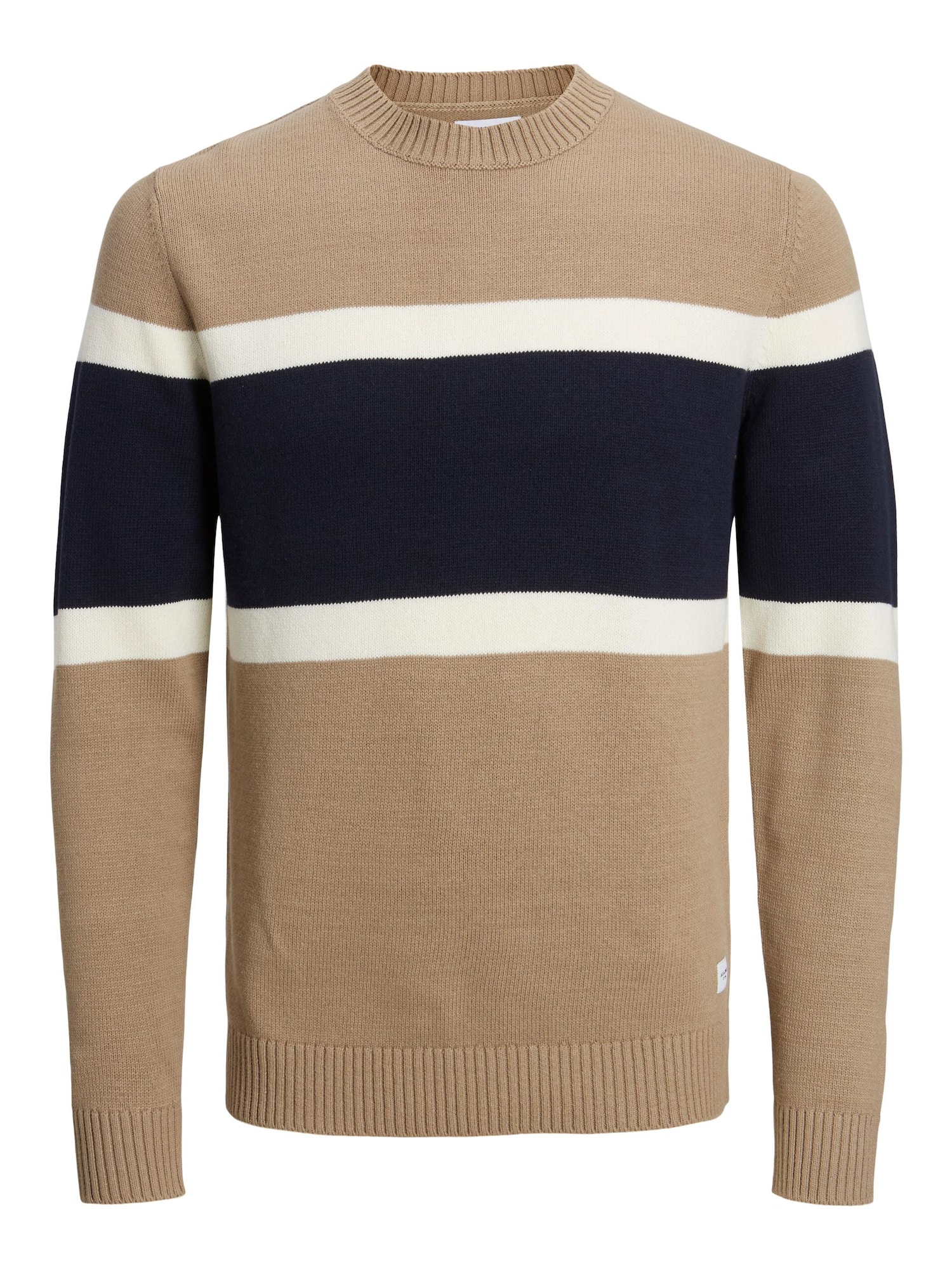 JACK & JONES Pulover  temno bež / mornarska / bela