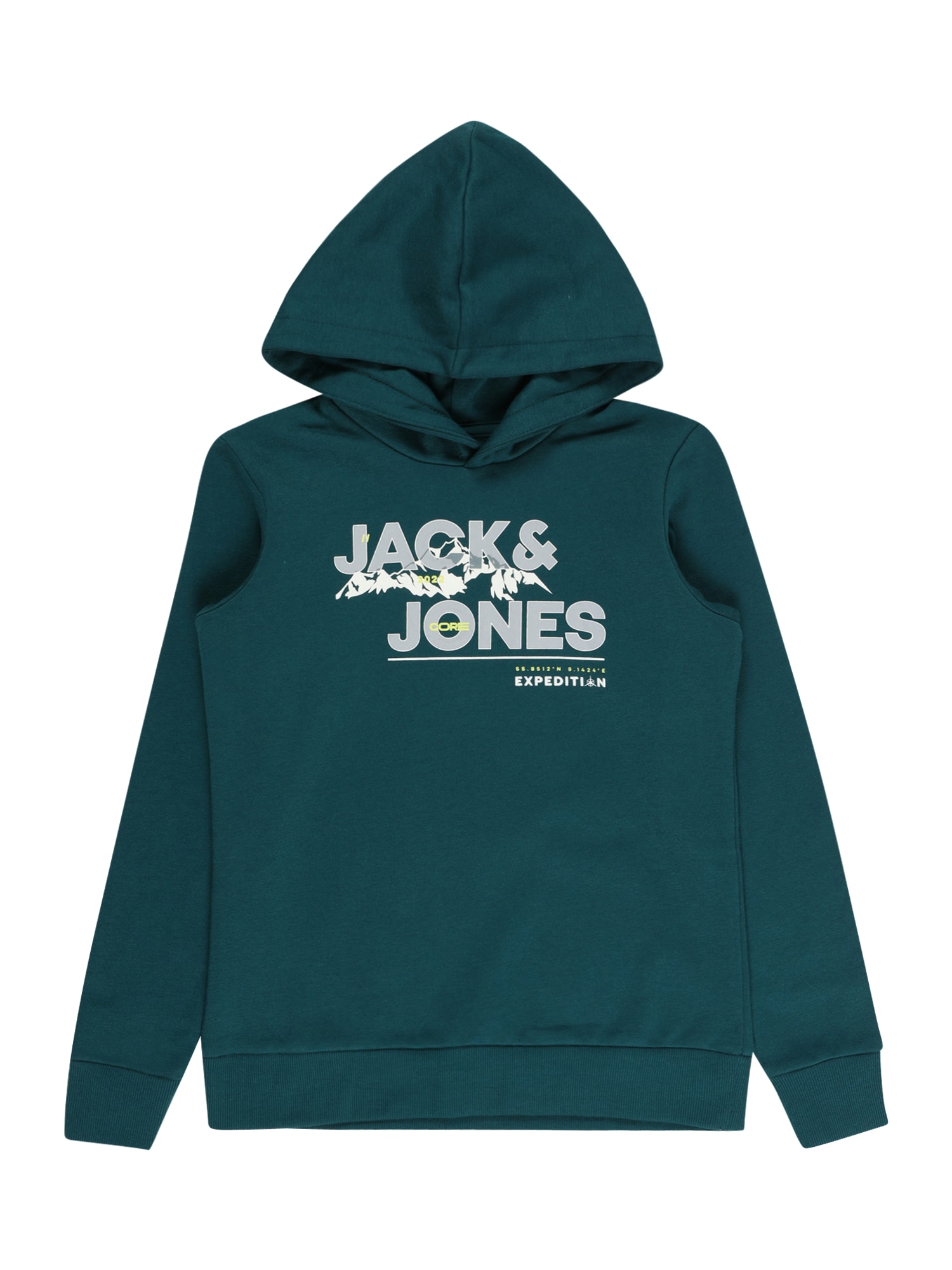 Jack & Jones Junior Majica 'HUNTER'  siva / smaragd / bela