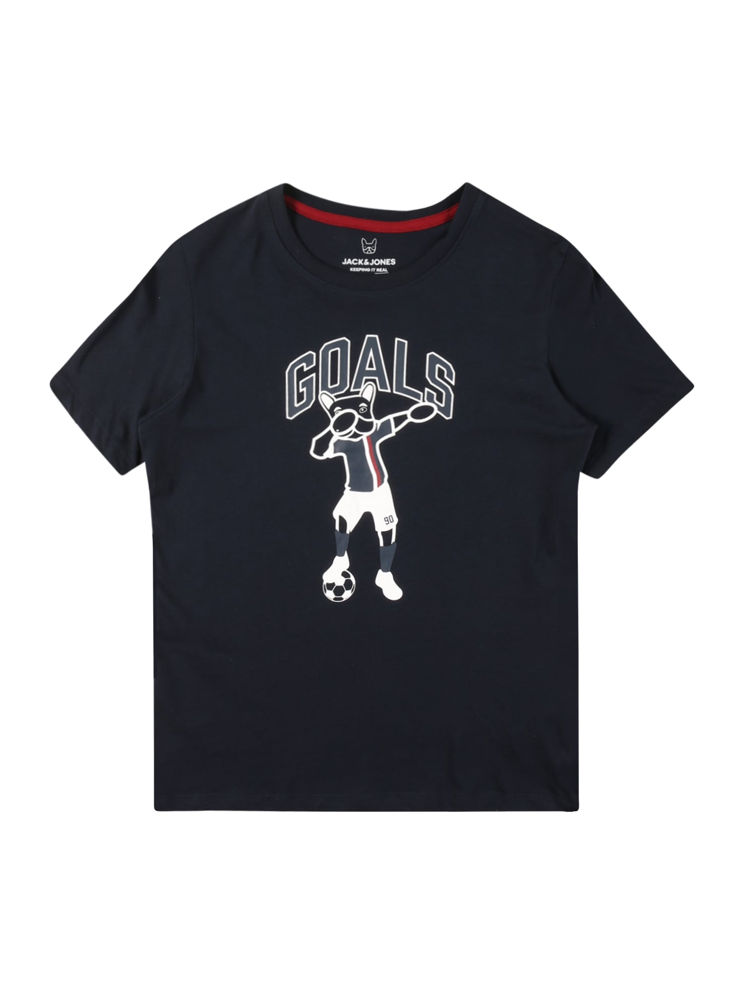 Jack & Jones Junior Majica  nočno modra / golobje modra / rdeča / bela