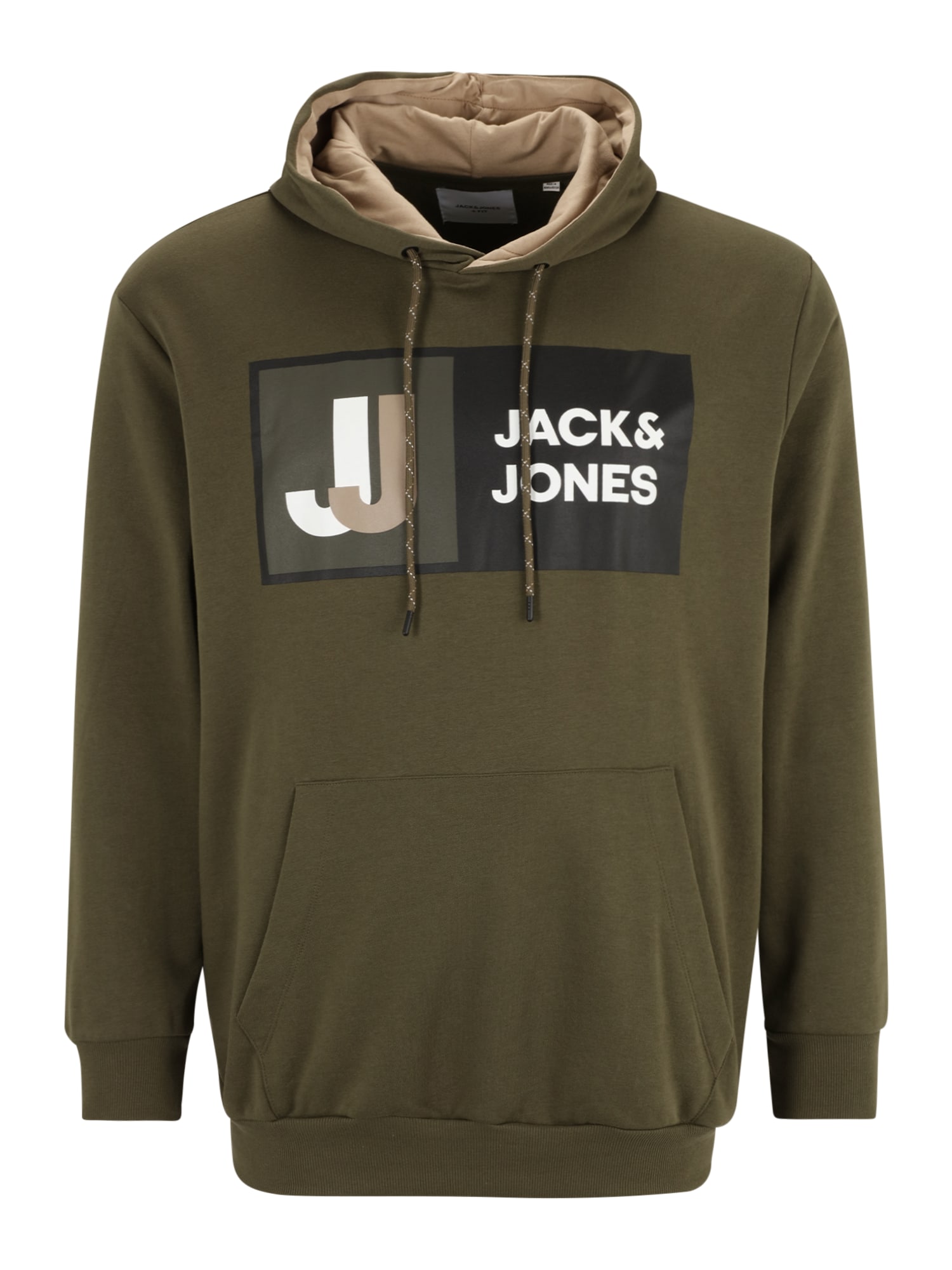 Jack & Jones Plus Majica 'LOGAN'  temno siva / kaki / bela