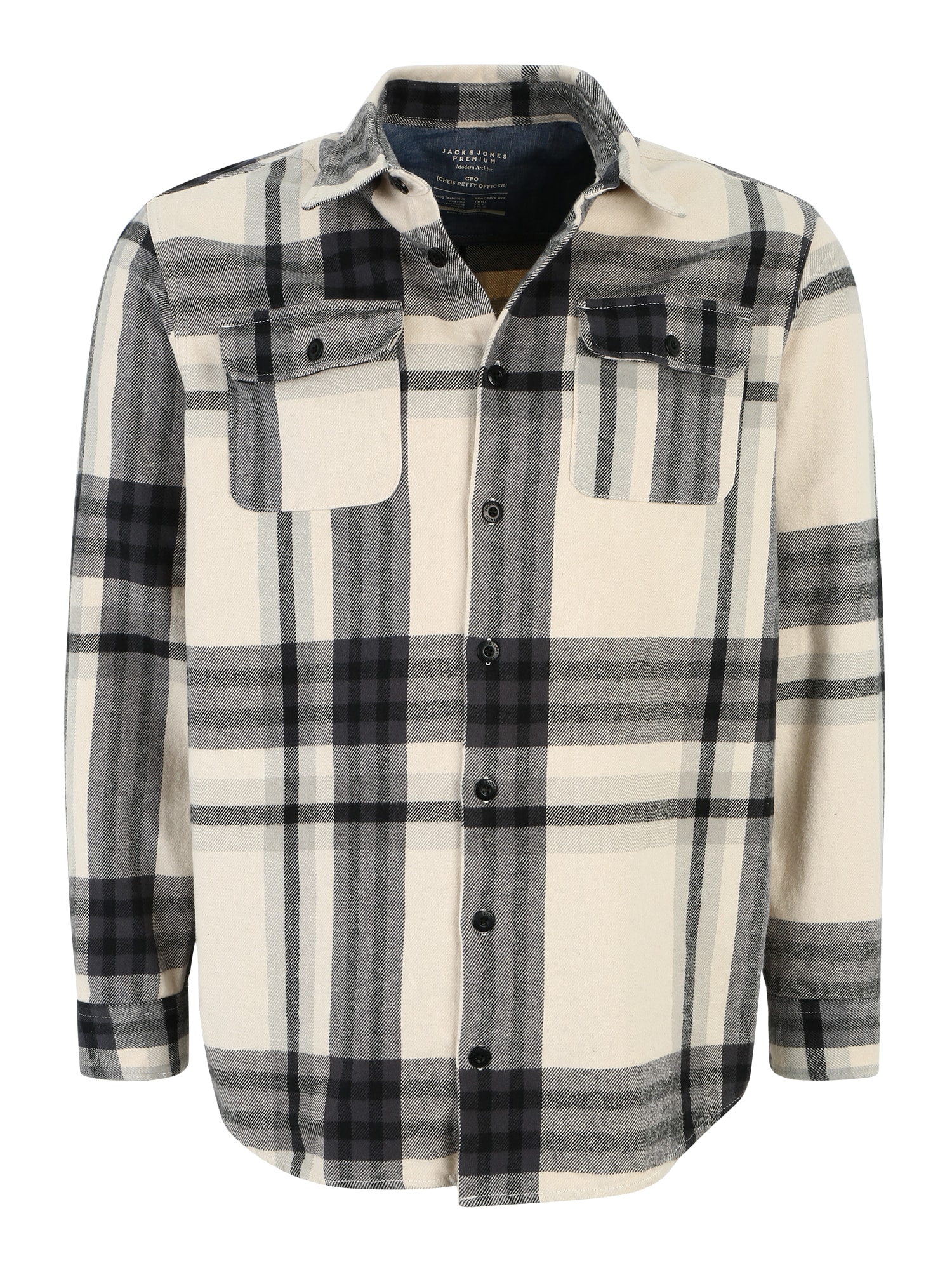Jack & Jones Plus Srajca 'DARREN'  kremna / siva / črna