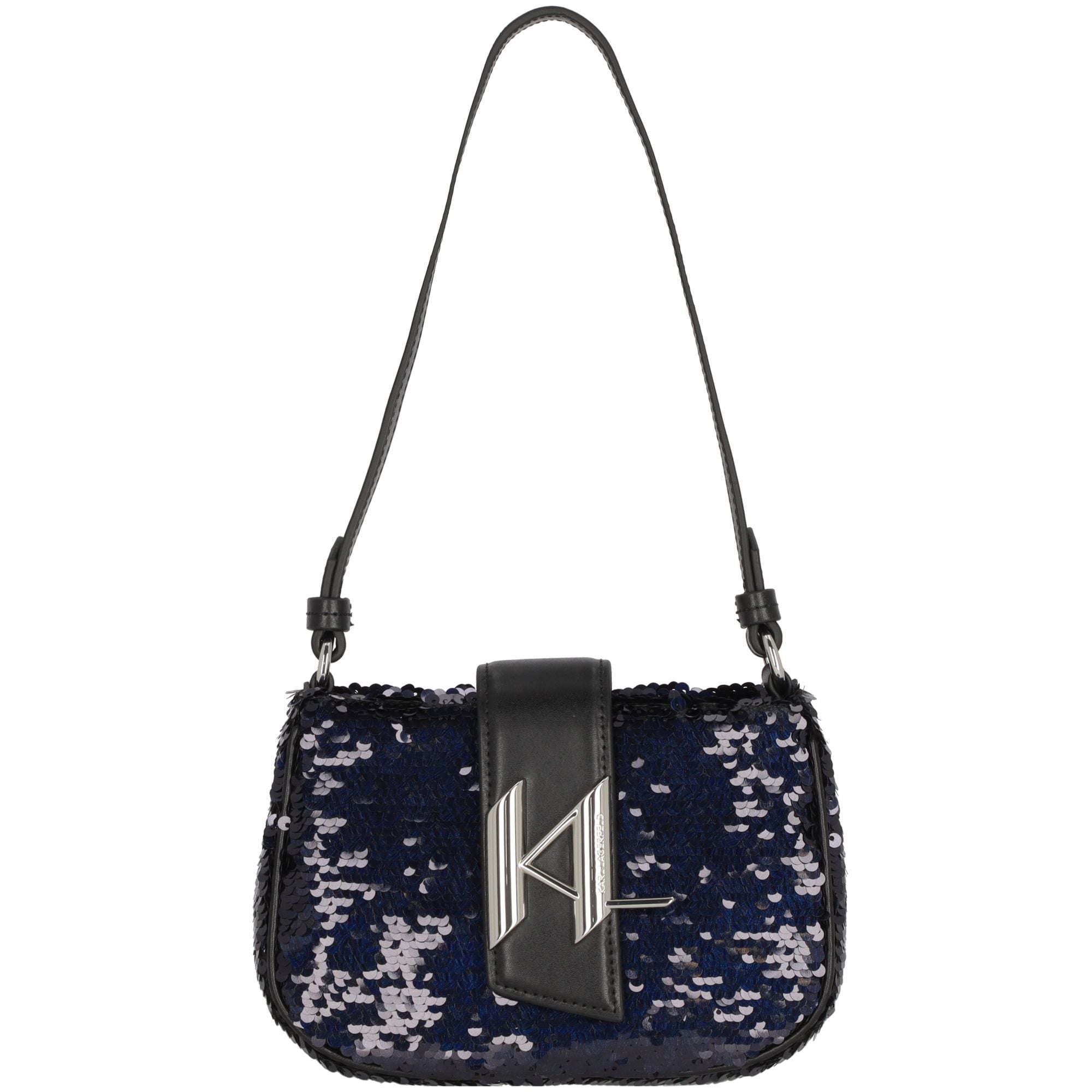 Karl Lagerfeld Torba za čez ramo 'Evening'  temno modra / črna / srebrna / bela