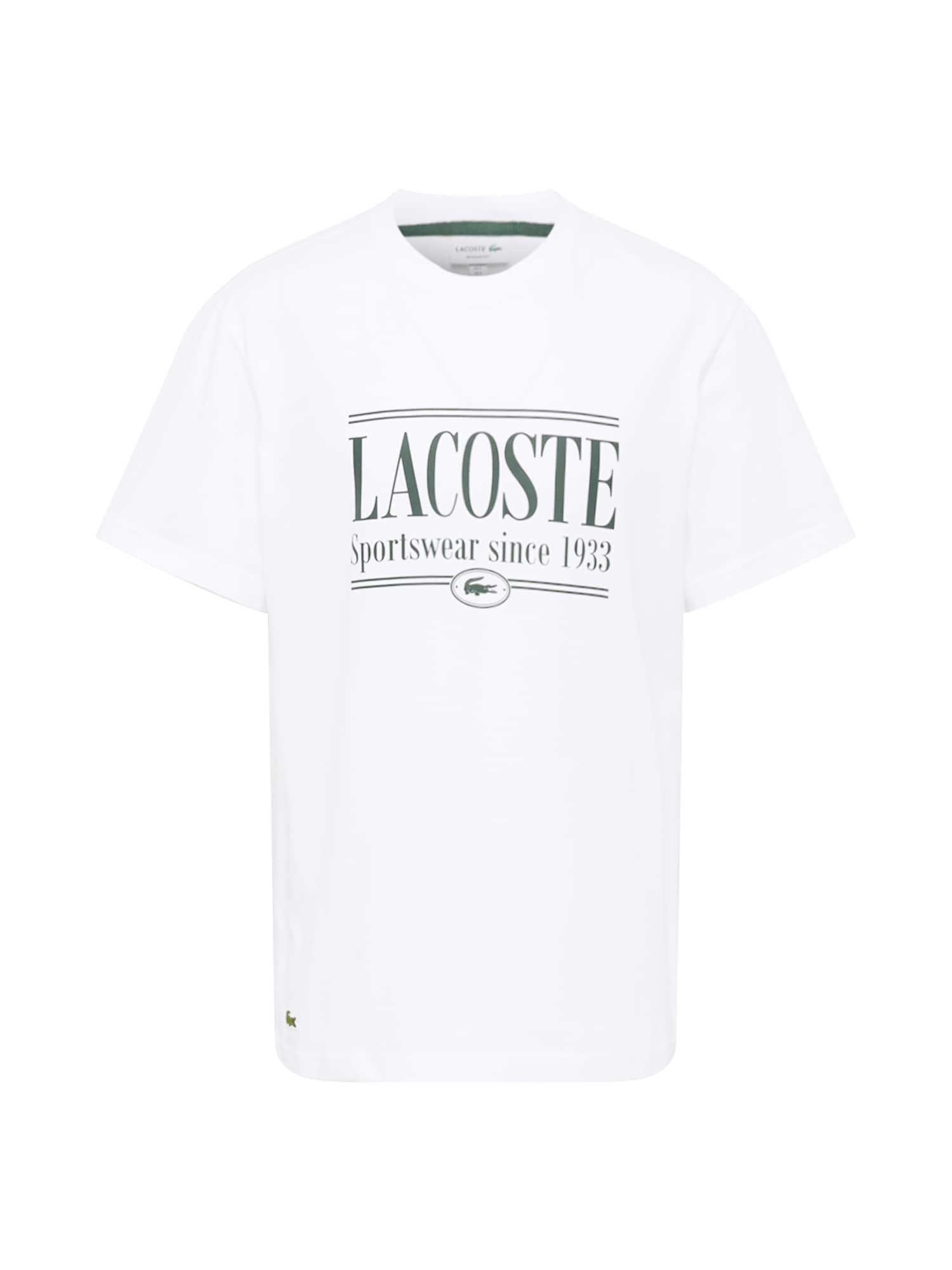 LACOSTE Majica  temno zelena / bela