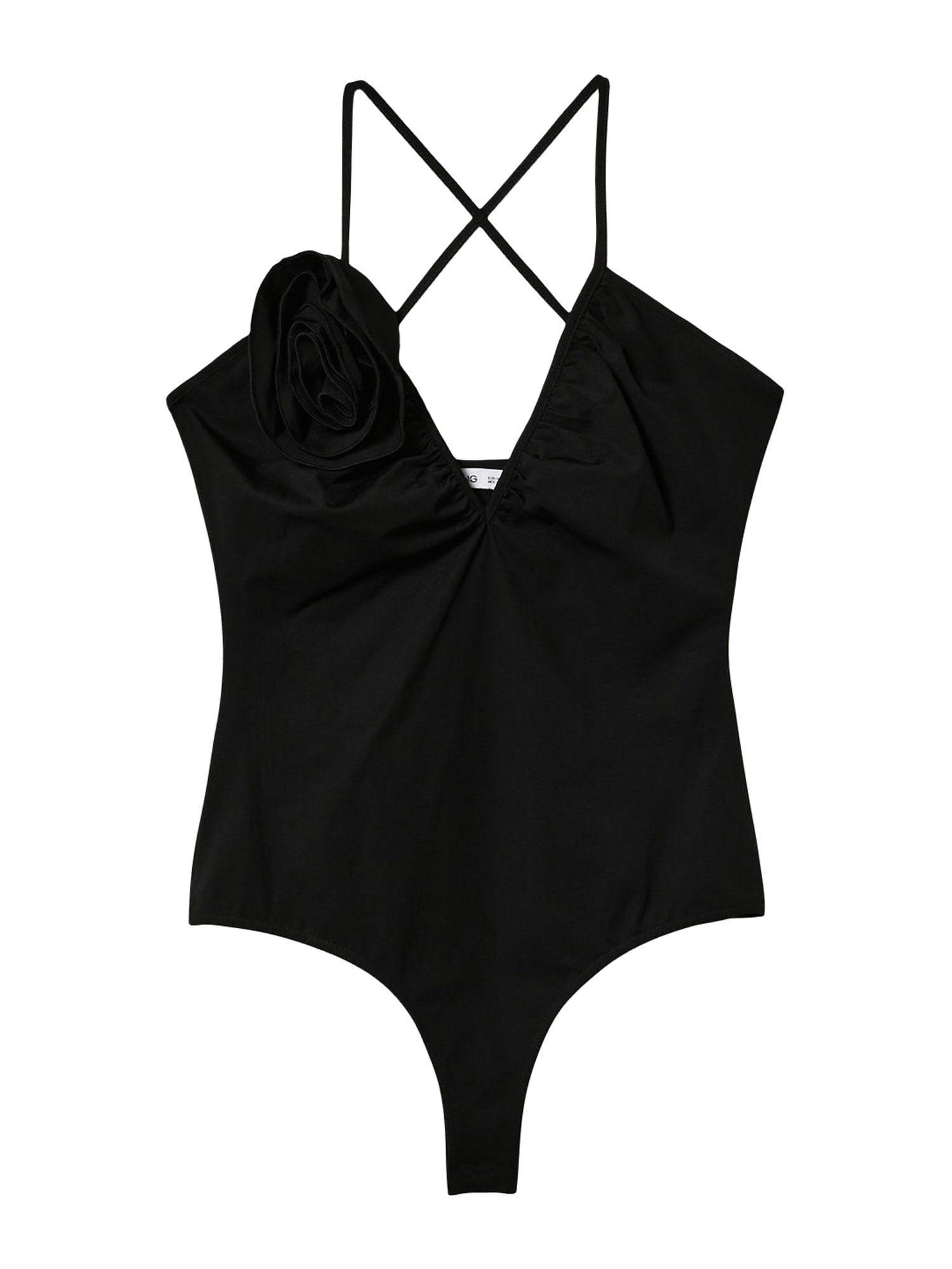 MANGO Bodi majica 'Xplunge'  črna