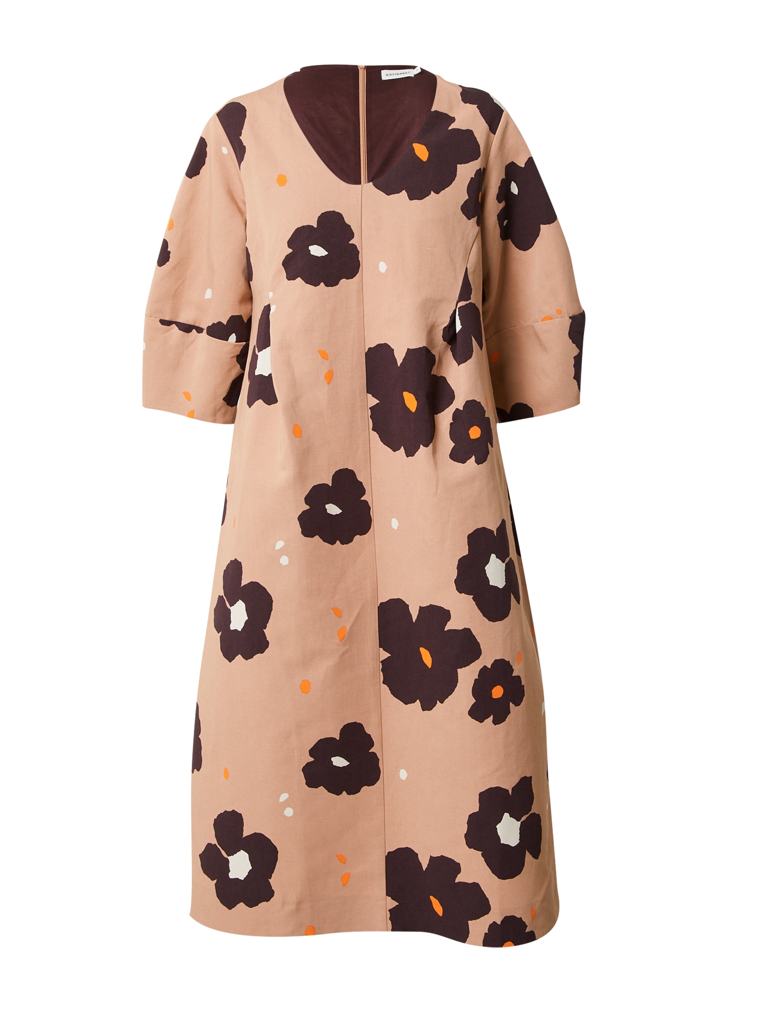 Marimekko Obleka 'Margit Lennokki'  bež / temno rjava / oranžna / bela