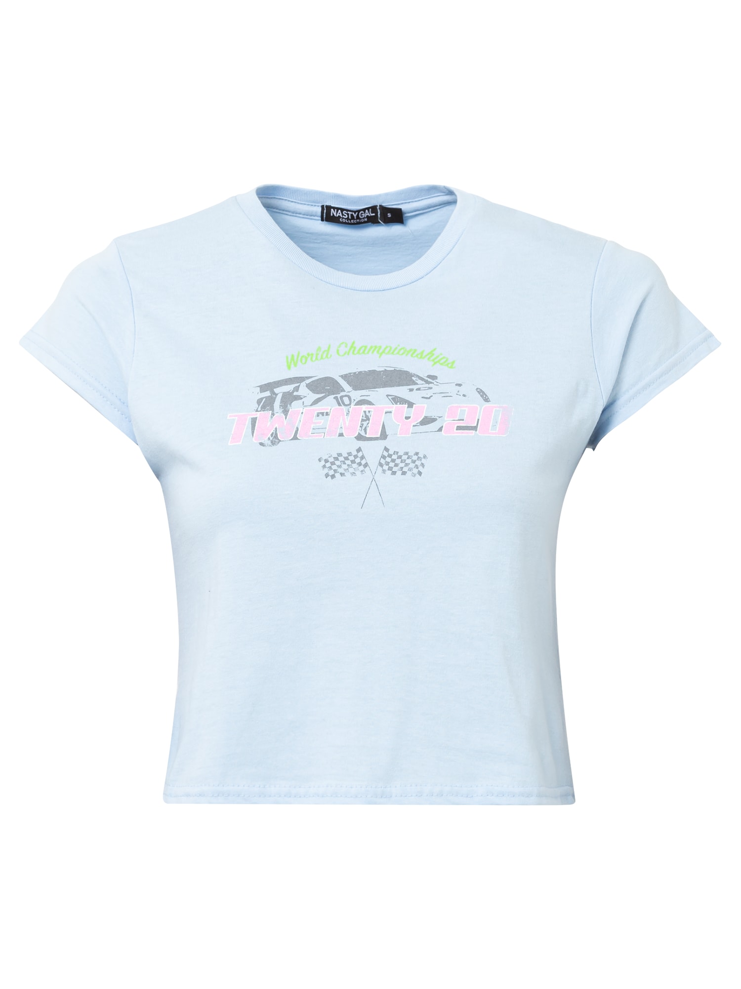 Nasty Gal Majica  svetlo modra / antracit / svetlo zelena / roza