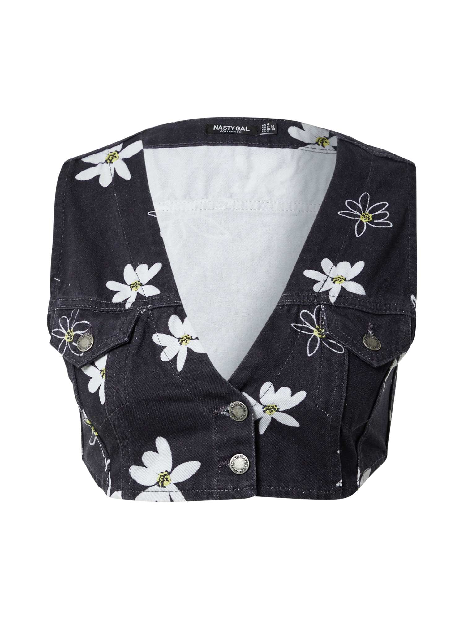 Nasty Gal Top 'Daisy'  nočno modra / apno / bela