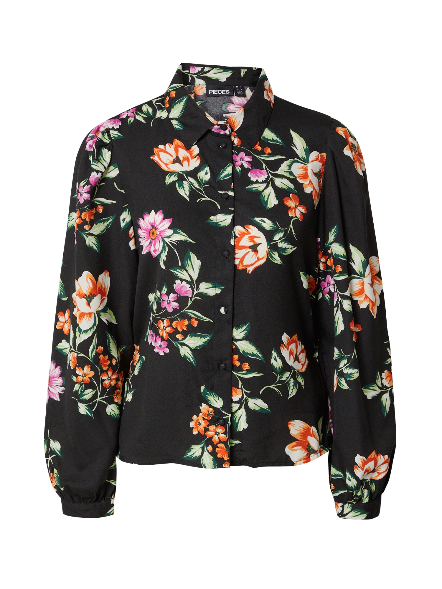 PIECES Bluza 'ADNANA'  travnato zelena / oranžna / roza / črna