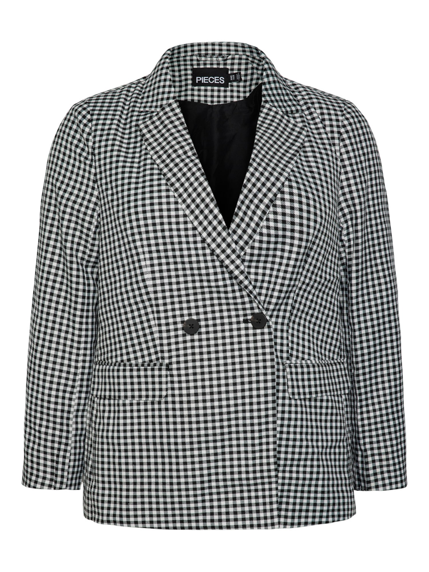 PIECES Curve Blazer 'Astrid'  črna / bela