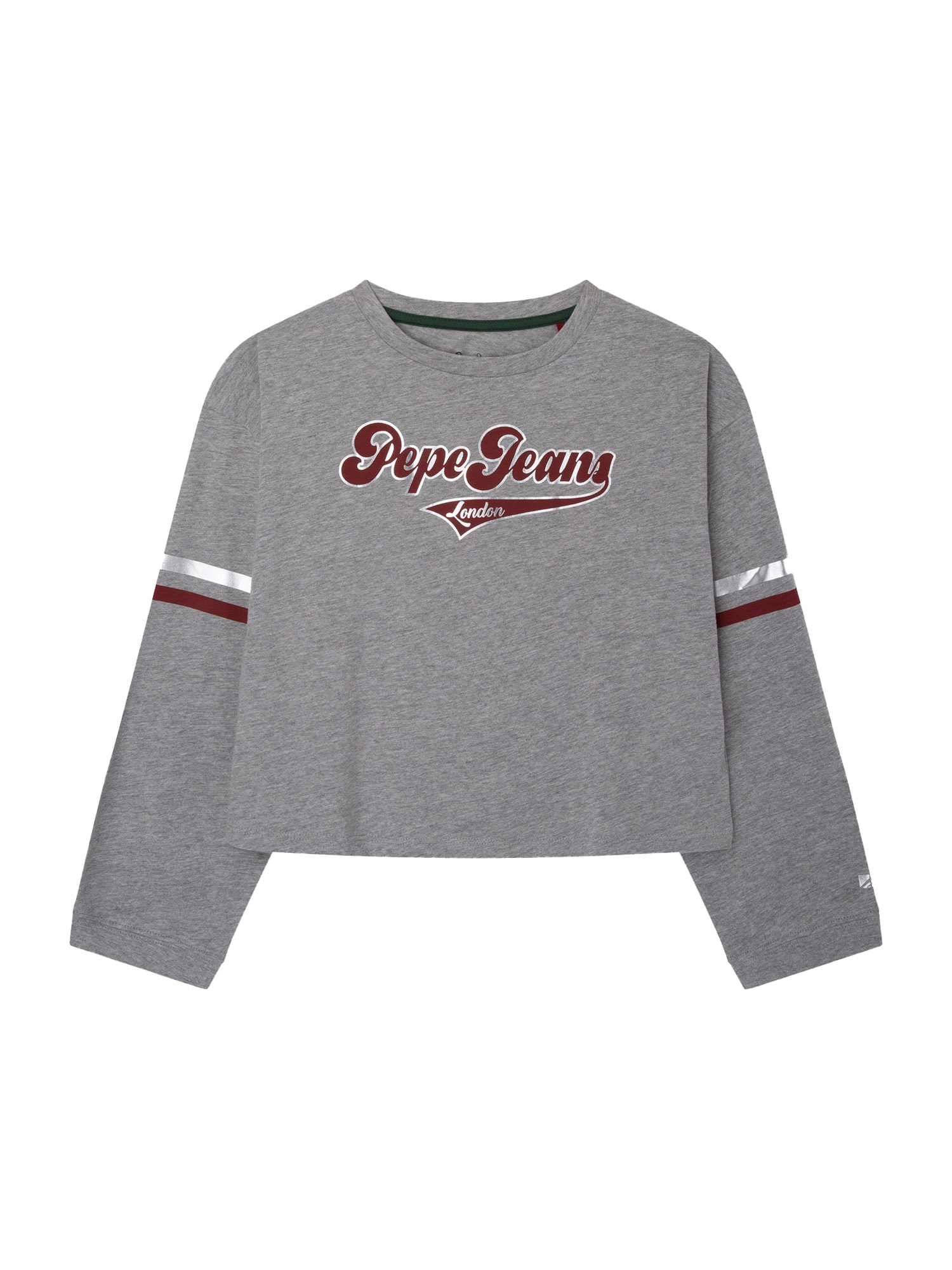 Pepe Jeans Majica 'Bindy'  pegasto siva / bordo / srebrna