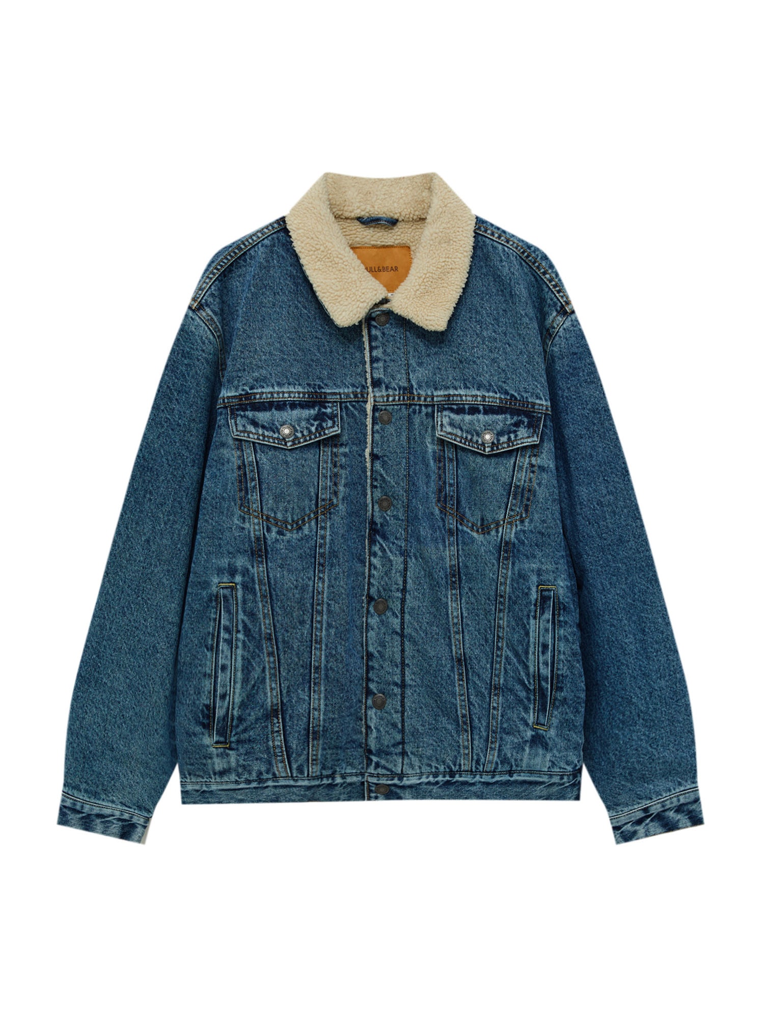 Pull&Bear Prehodna jakna  kremna / moder denim