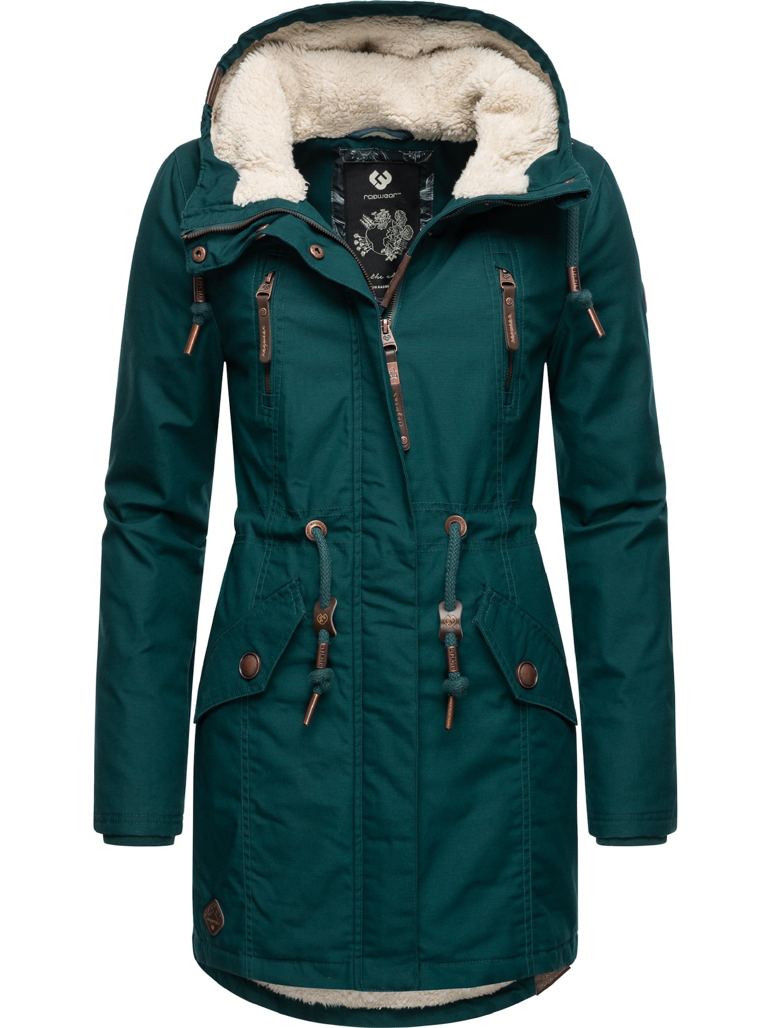 Ragwear Zimska jakna 'Elsie'  rjava / temno zelena / bela