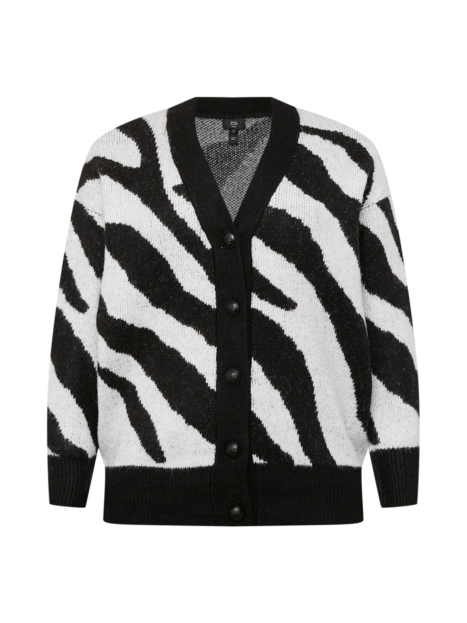 River Island Plus Pletena jopa  črna / bela