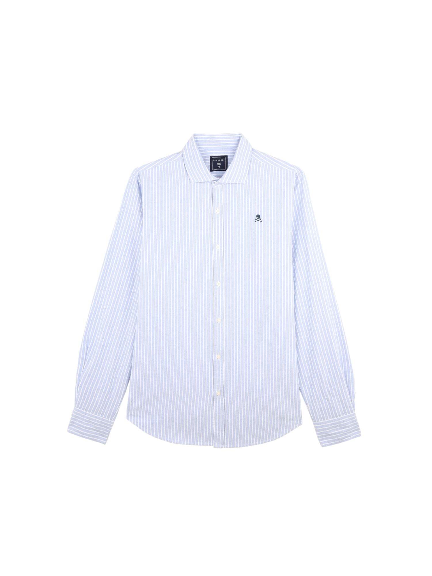 Scalpers Srajca 'Oxford Peach'  svetlo modra / bela