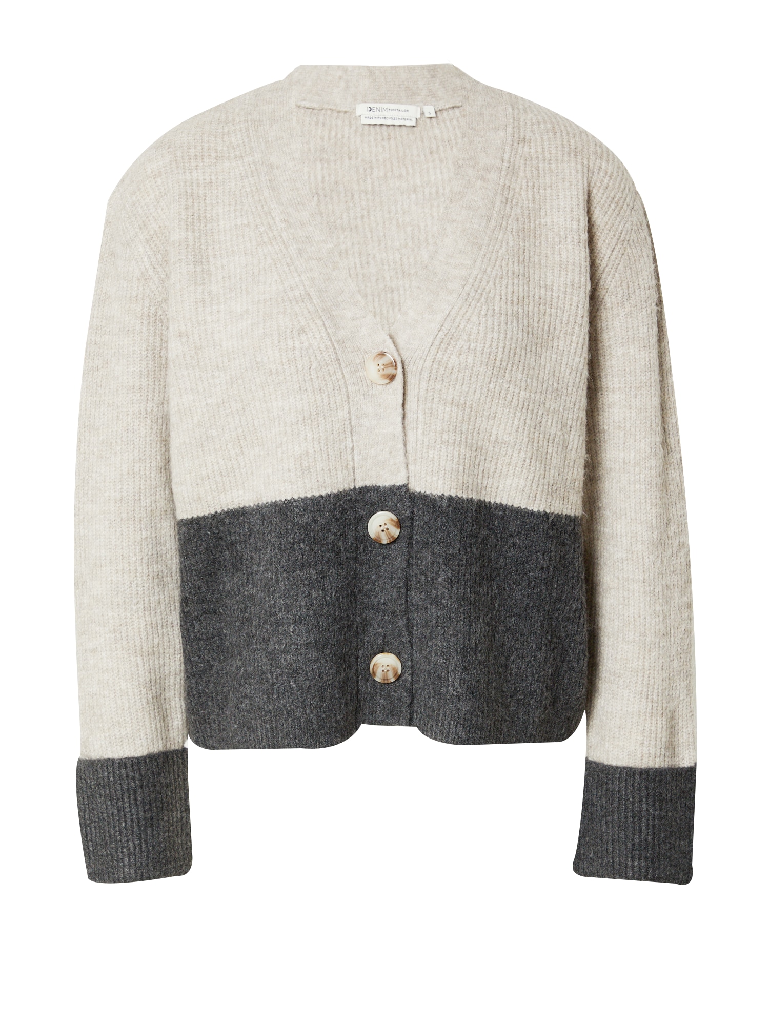 TOM TAILOR DENIM Pletena jopa  antracit / svetlo siva