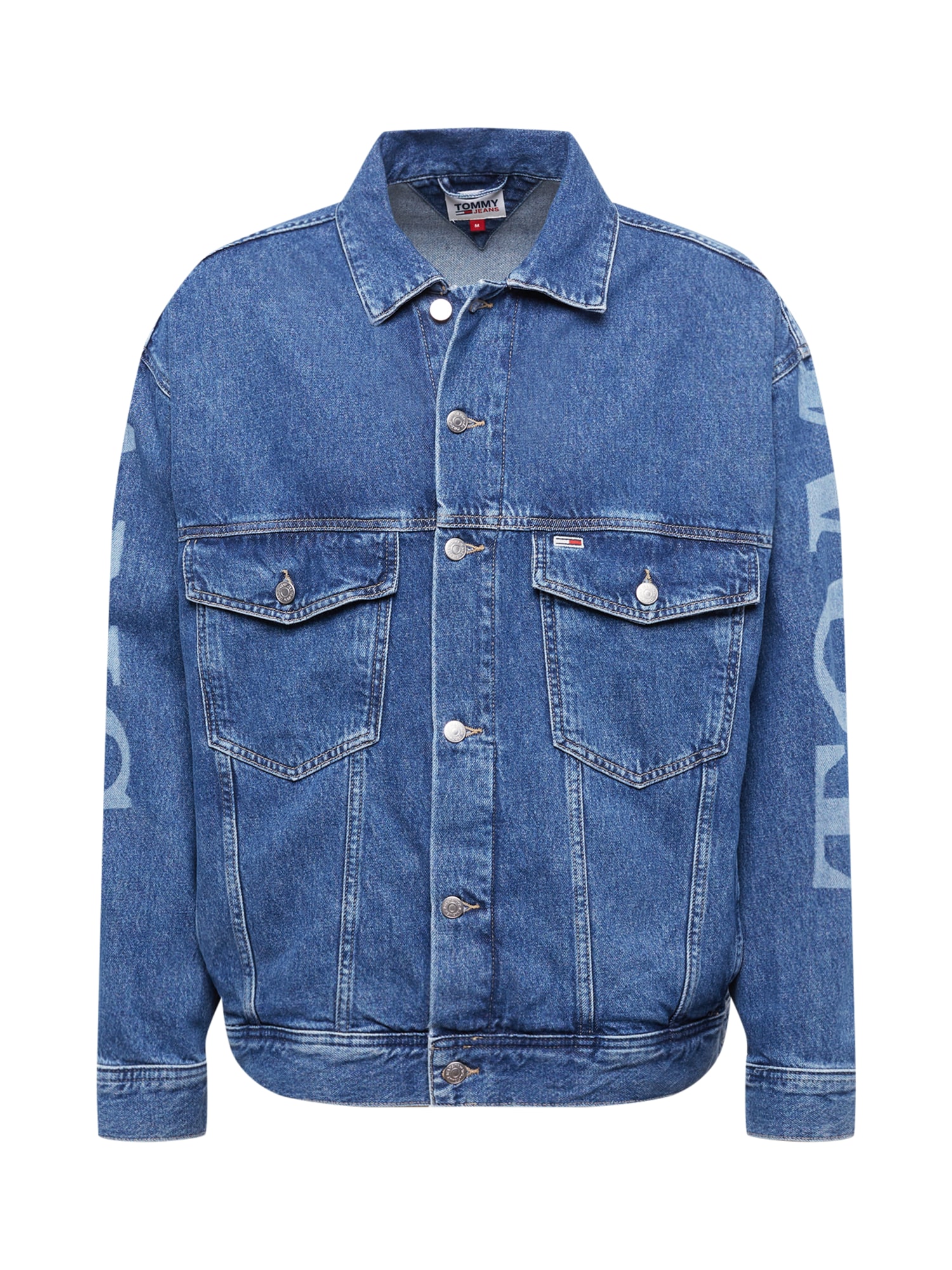Tommy Jeans Prehodna jakna  moder denim / svetlo modra