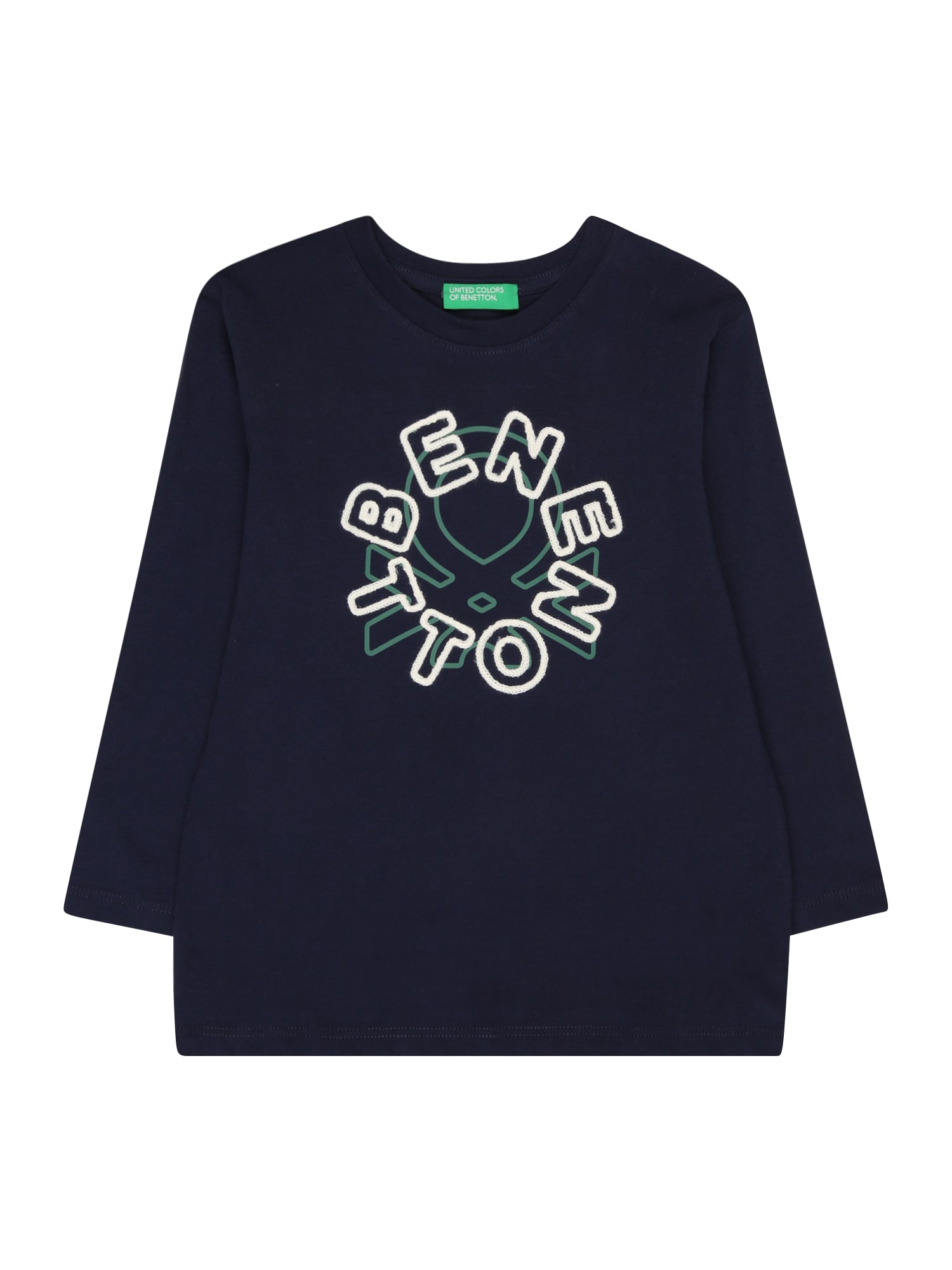 UNITED COLORS OF BENETTON Majica  mornarska / zelena / bela