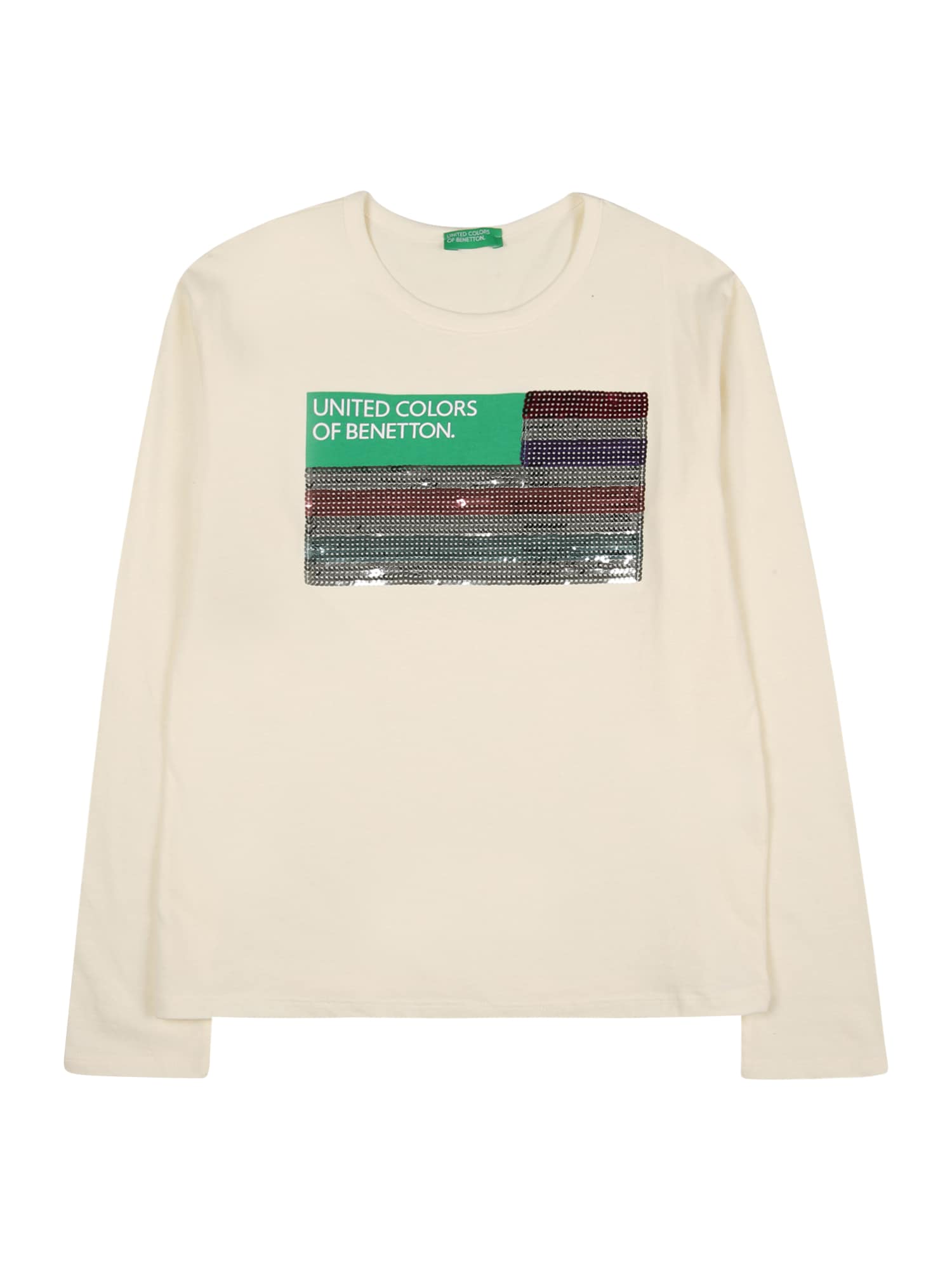 UNITED COLORS OF BENETTON Majica  zelena / temno rdeča / srebrna / off-bela