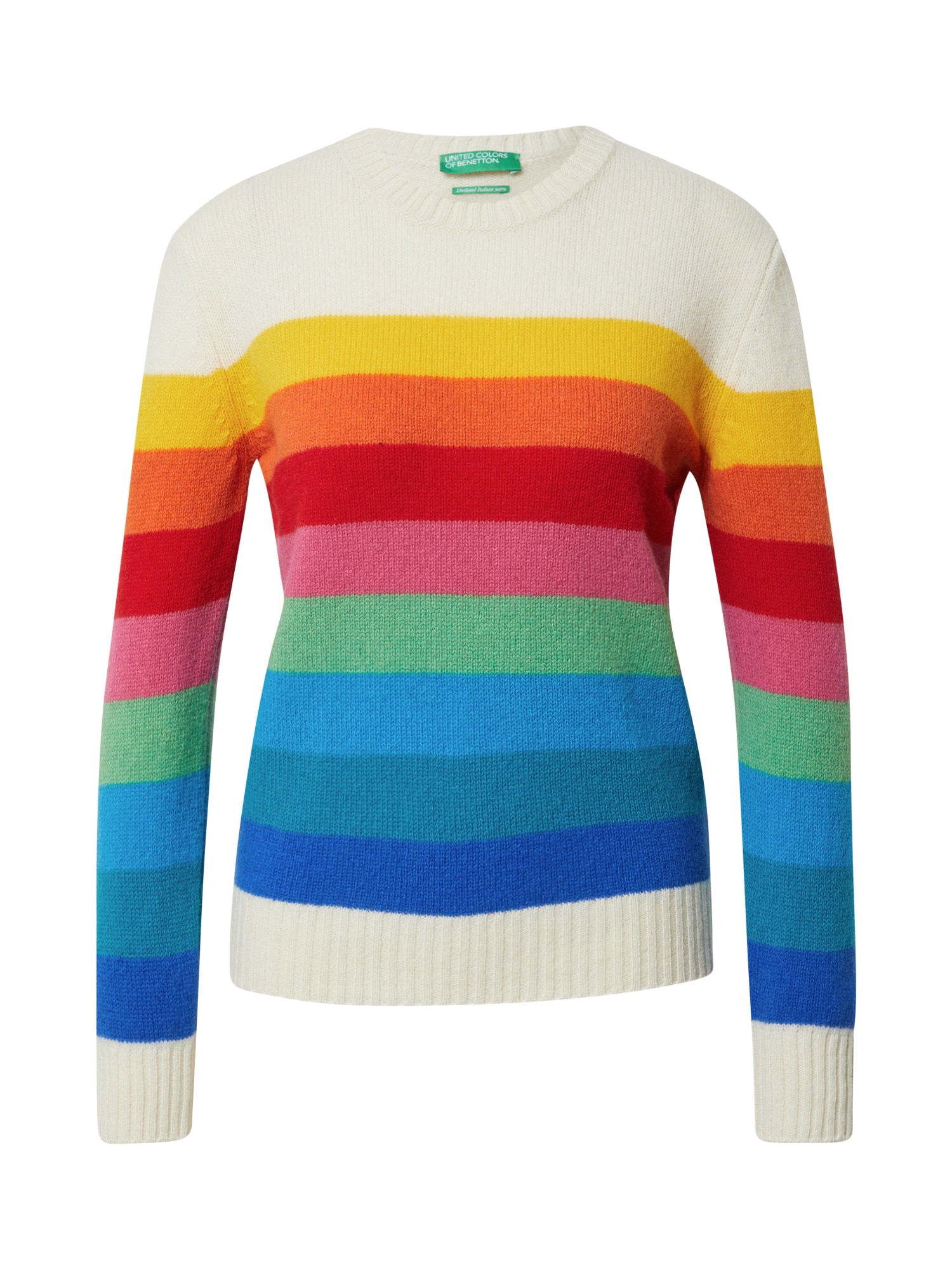 UNITED COLORS OF BENETTON Pulover  modra / rumena / travnato zelena / naravno bela