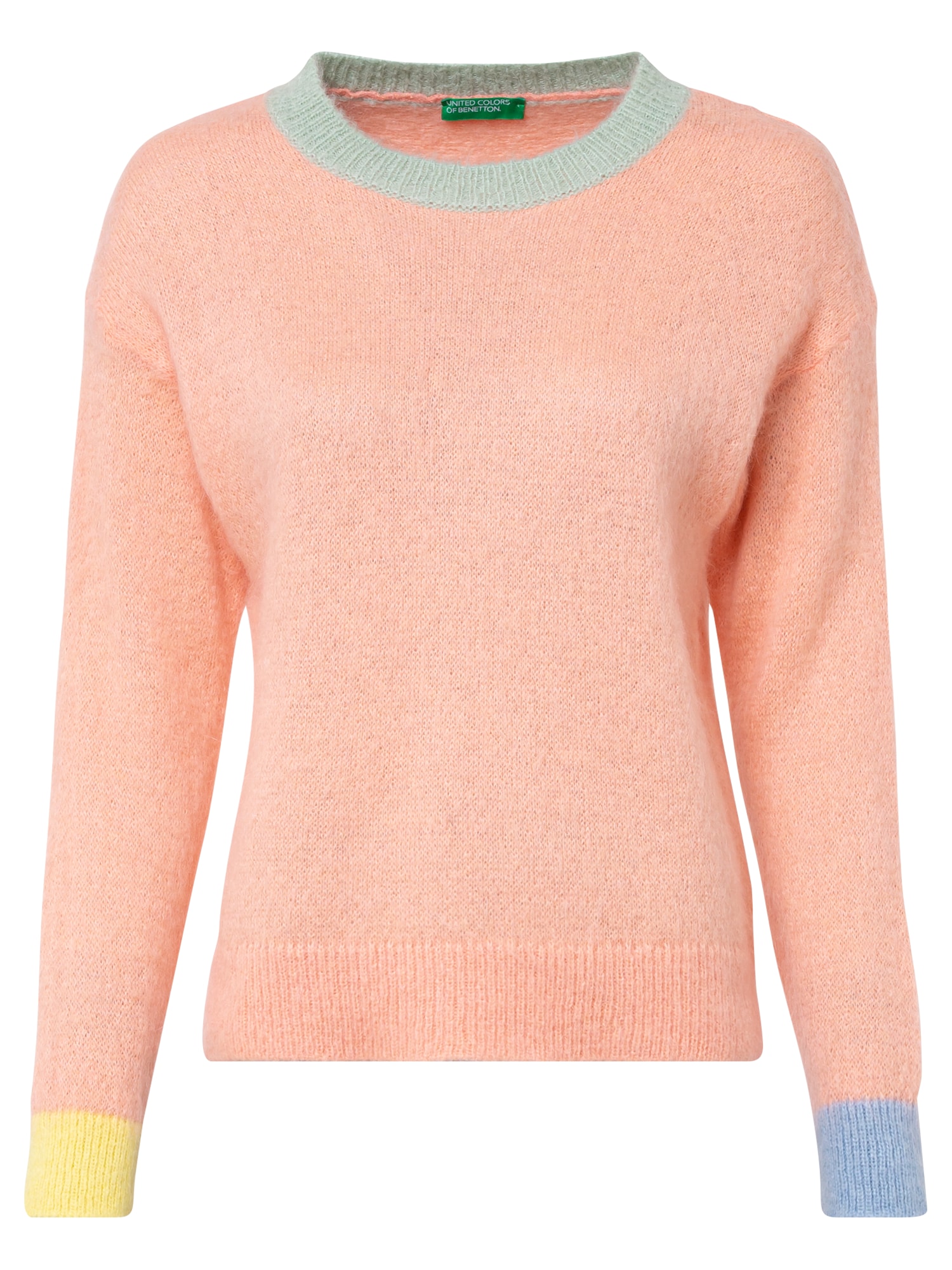 UNITED COLORS OF BENETTON Pulover  nebeško modra / rumena / svetlo zelena / rosé
