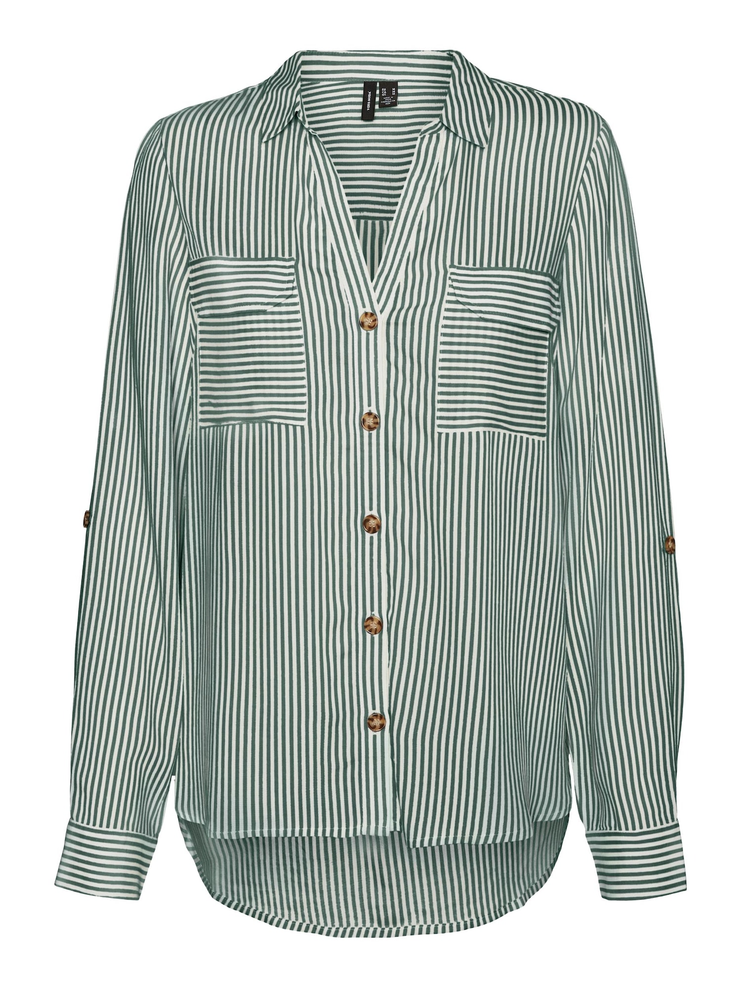VERO MODA Bluza 'Bumpy'  temno zelena / bela