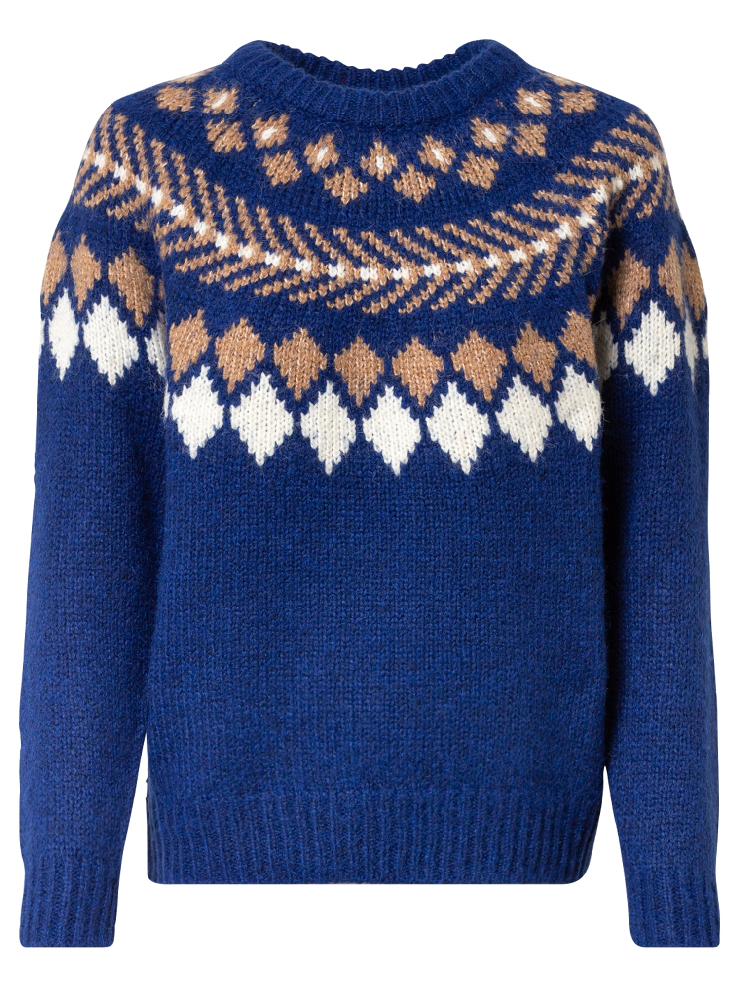 VERO MODA Pulover 'FILIPPA'  kobalt modra / svetlo rjava / bela