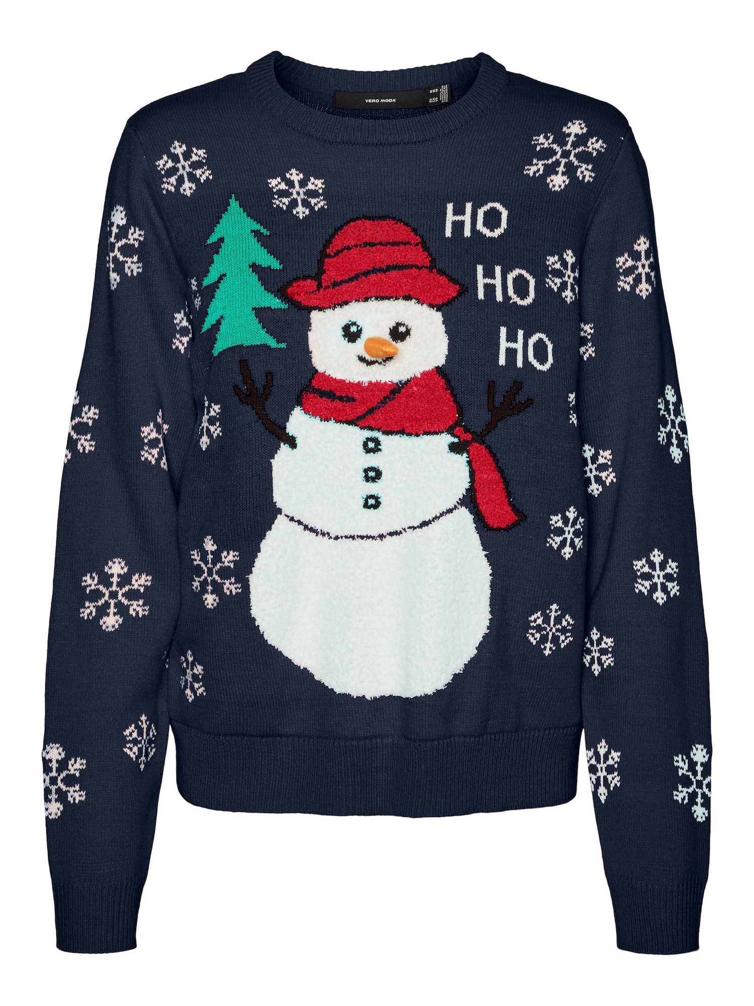 VERO MODA Pulover 'Snowman'  temno modra / zelena / rdeča / bela