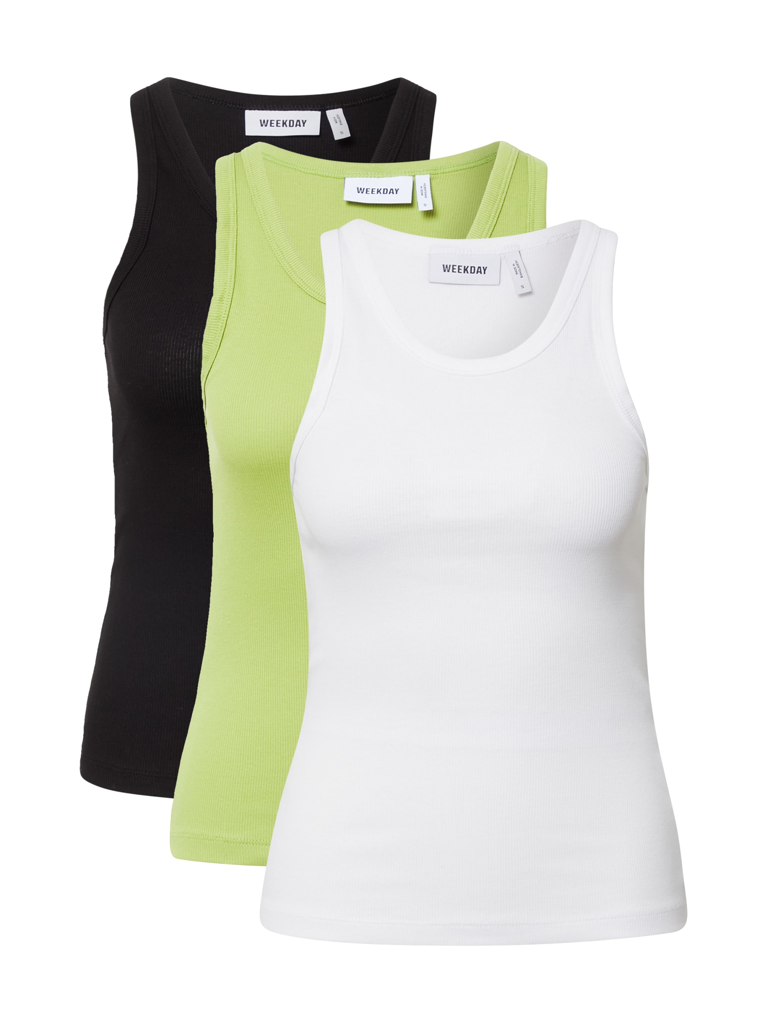 WEEKDAY Top  svetlo zelena / črna / bela