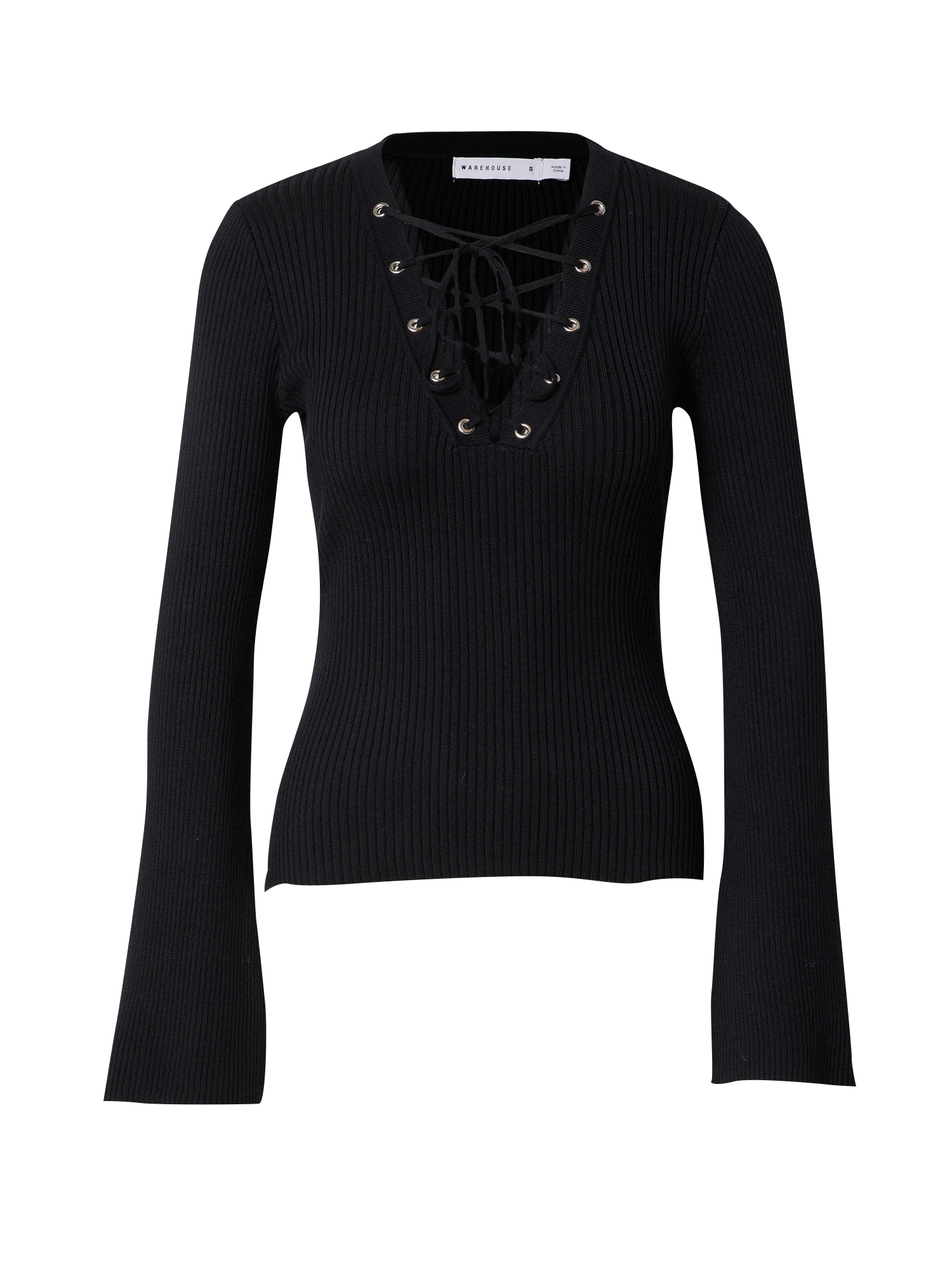 Warehouse Pulover 'Eyelet'  črna