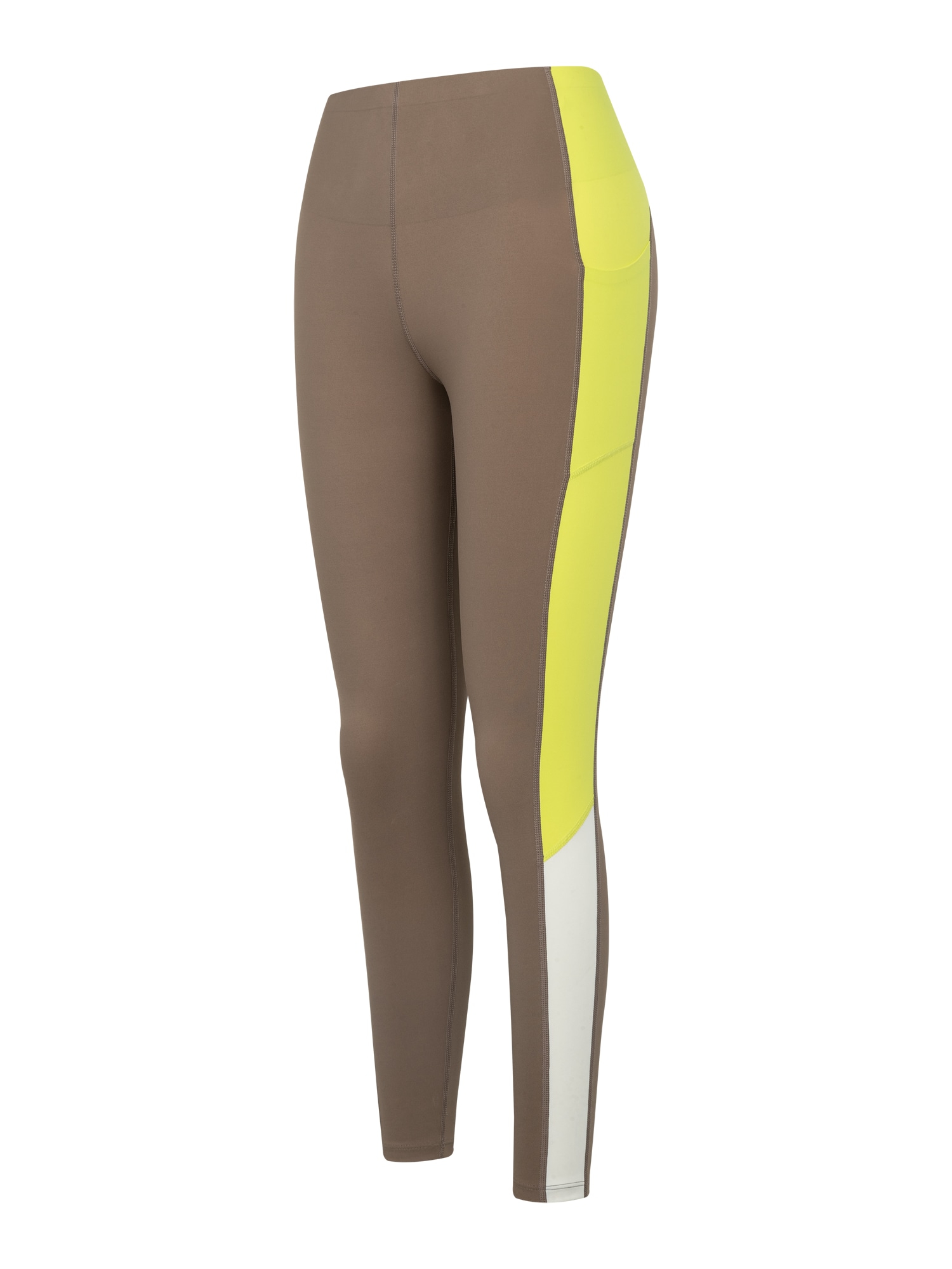 Yvette Sports Športne hlače 'Carly'  temno rjava / rumena / bela