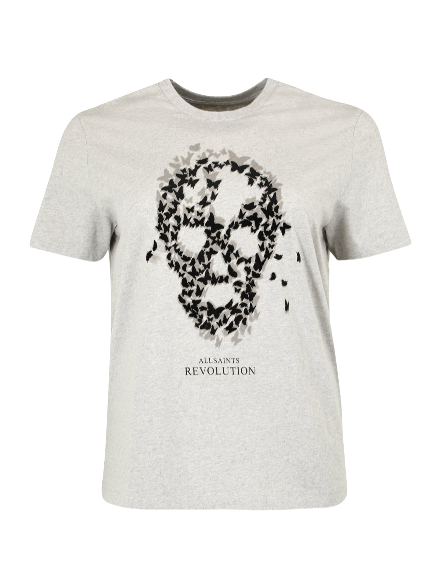 AllSaints Majica 'OMNIA SKULL BOYFRIEND'  temno siva / pegasto siva / črna