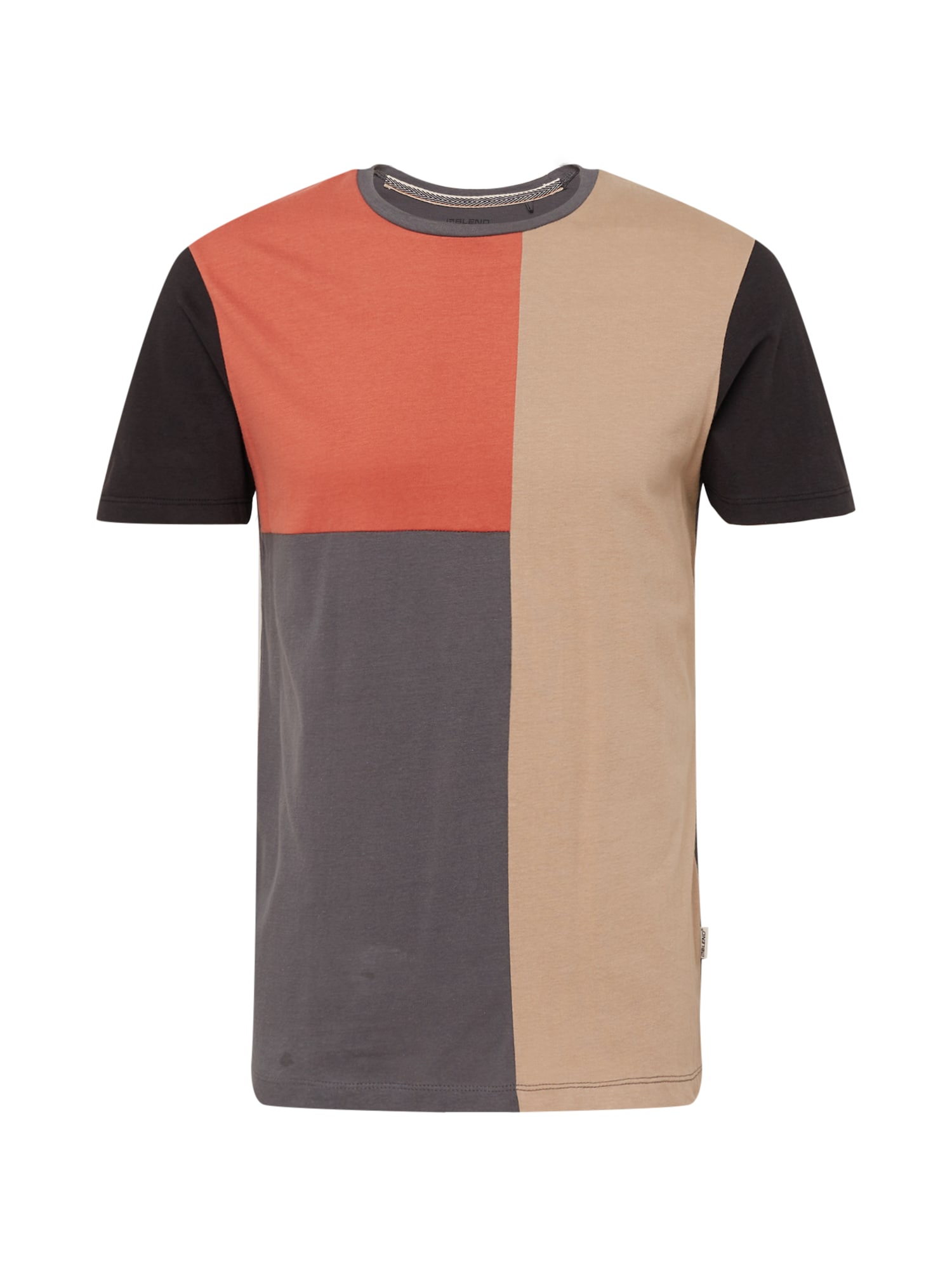 BLEND Majica  bež / siva / oranžna / črna