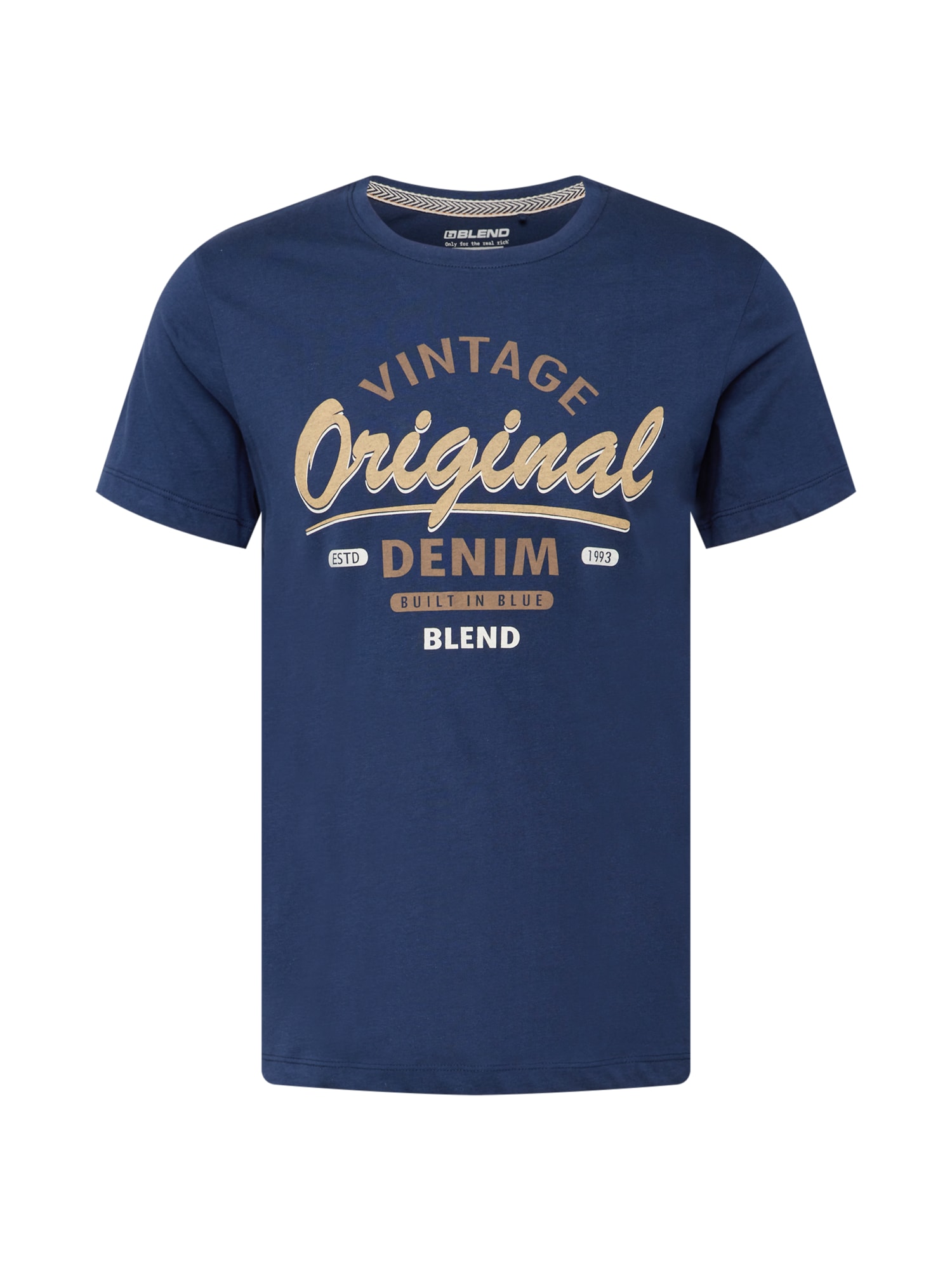 BLEND Majica  bež / temno bež / encijan / bela