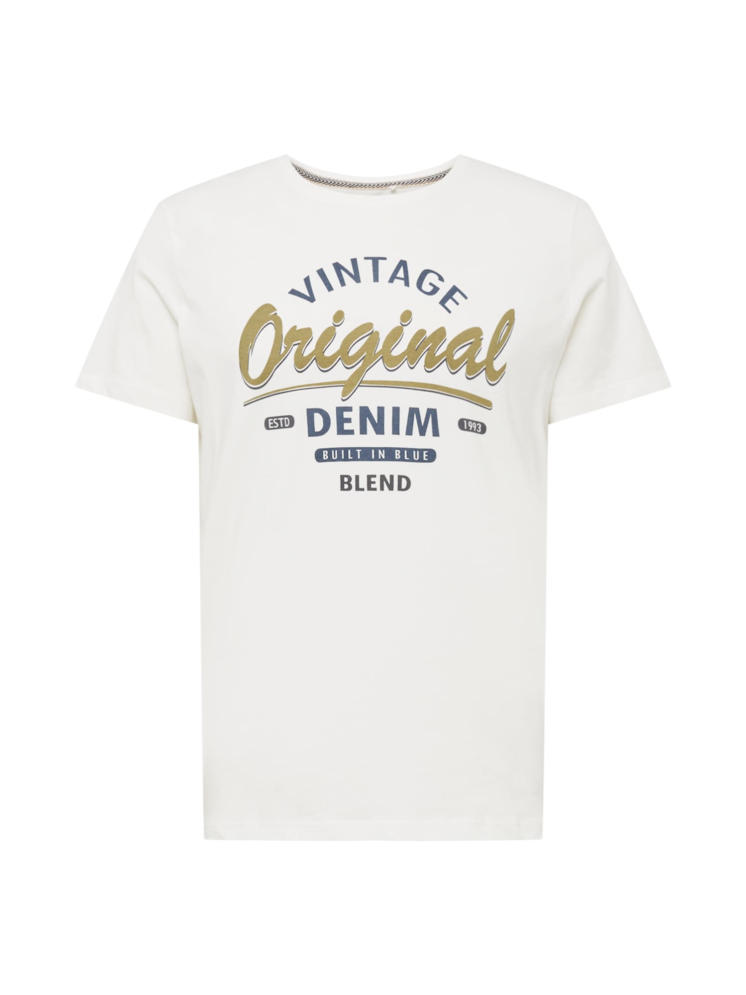 BLEND Majica  mornarska / oliva / bela