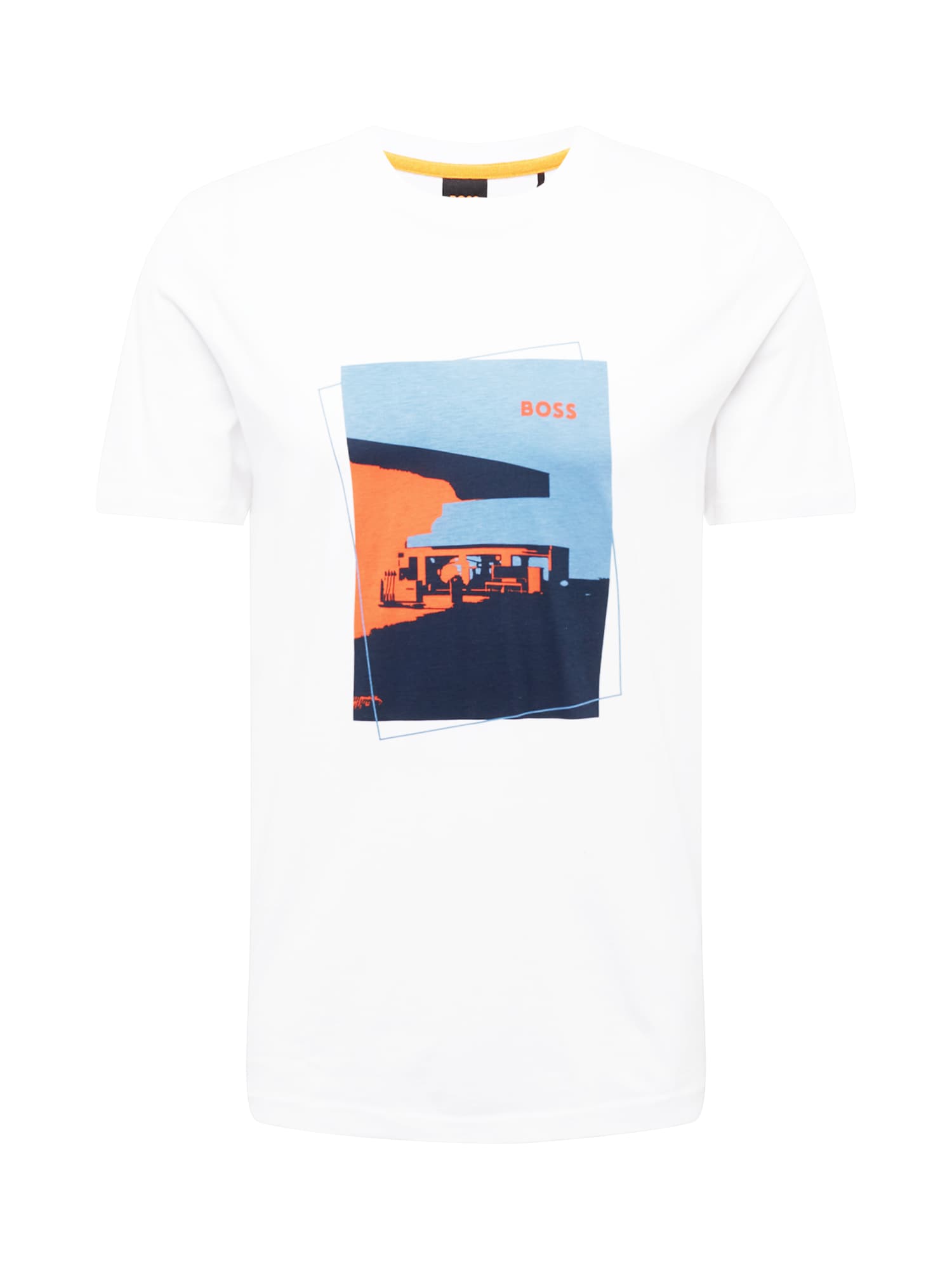 BOSS Orange Majica 'Teabstract'  marine / svetlo modra / korala / bela