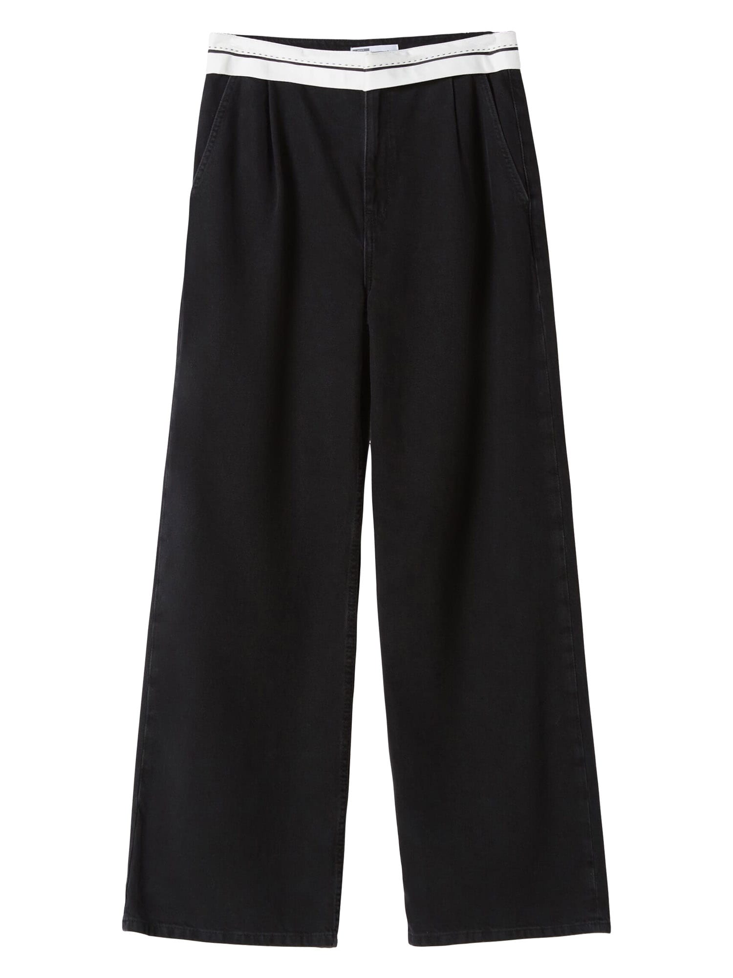 Bershka Elegantne kavbojke  črn denim / bela