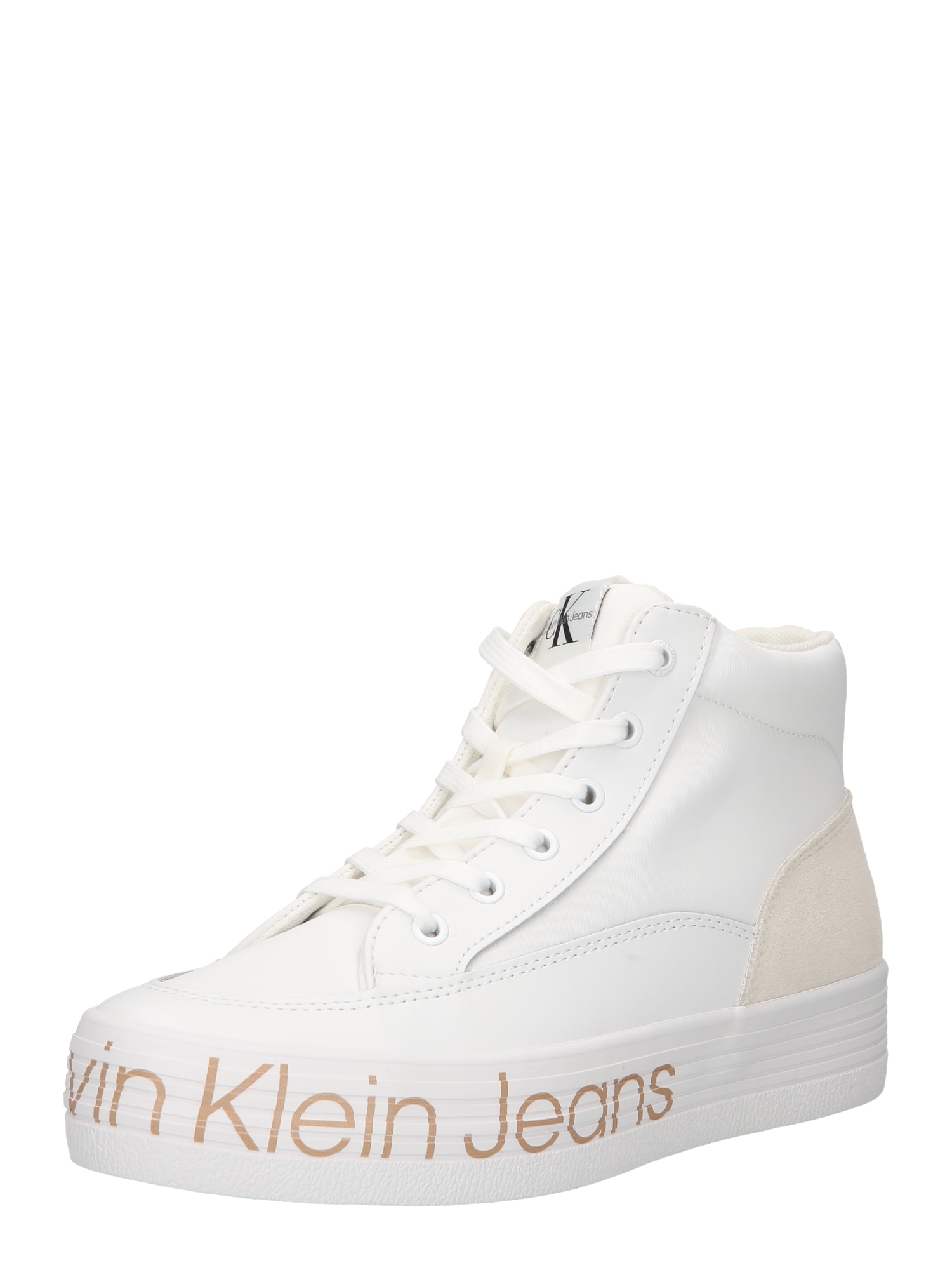 Calvin Klein Jeans Visoke superge  svetlo rjava / bela