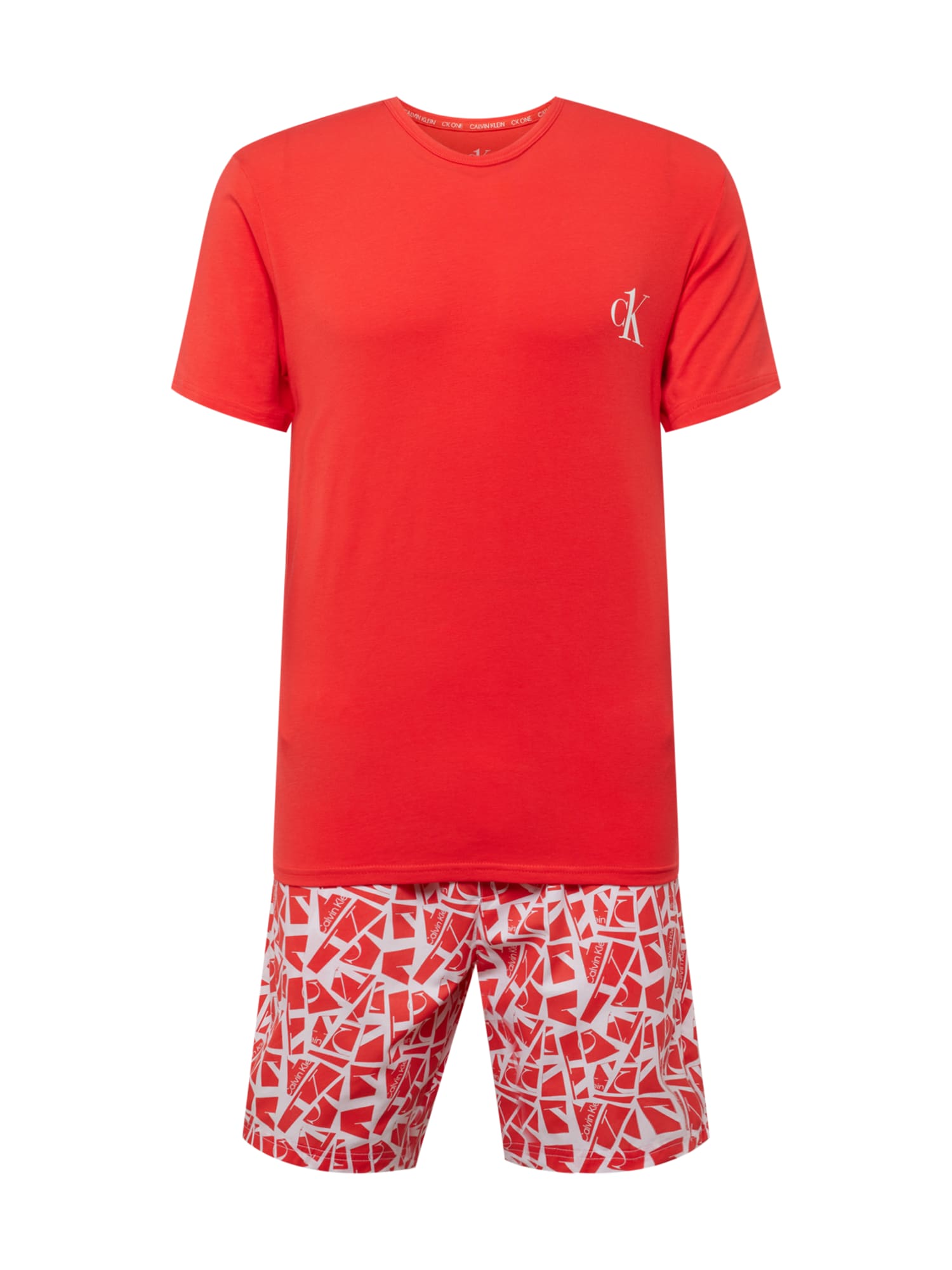 Calvin Klein Underwear Kratka pižama 'ODSY'  svetlo siva / rdeča