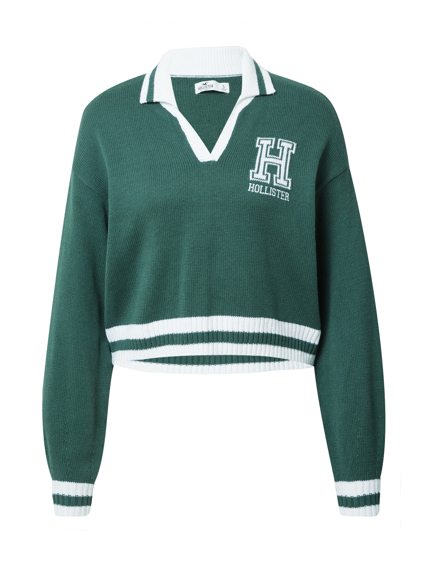 HOLLISTER Pulover 'APAC'  temno zelena / bela