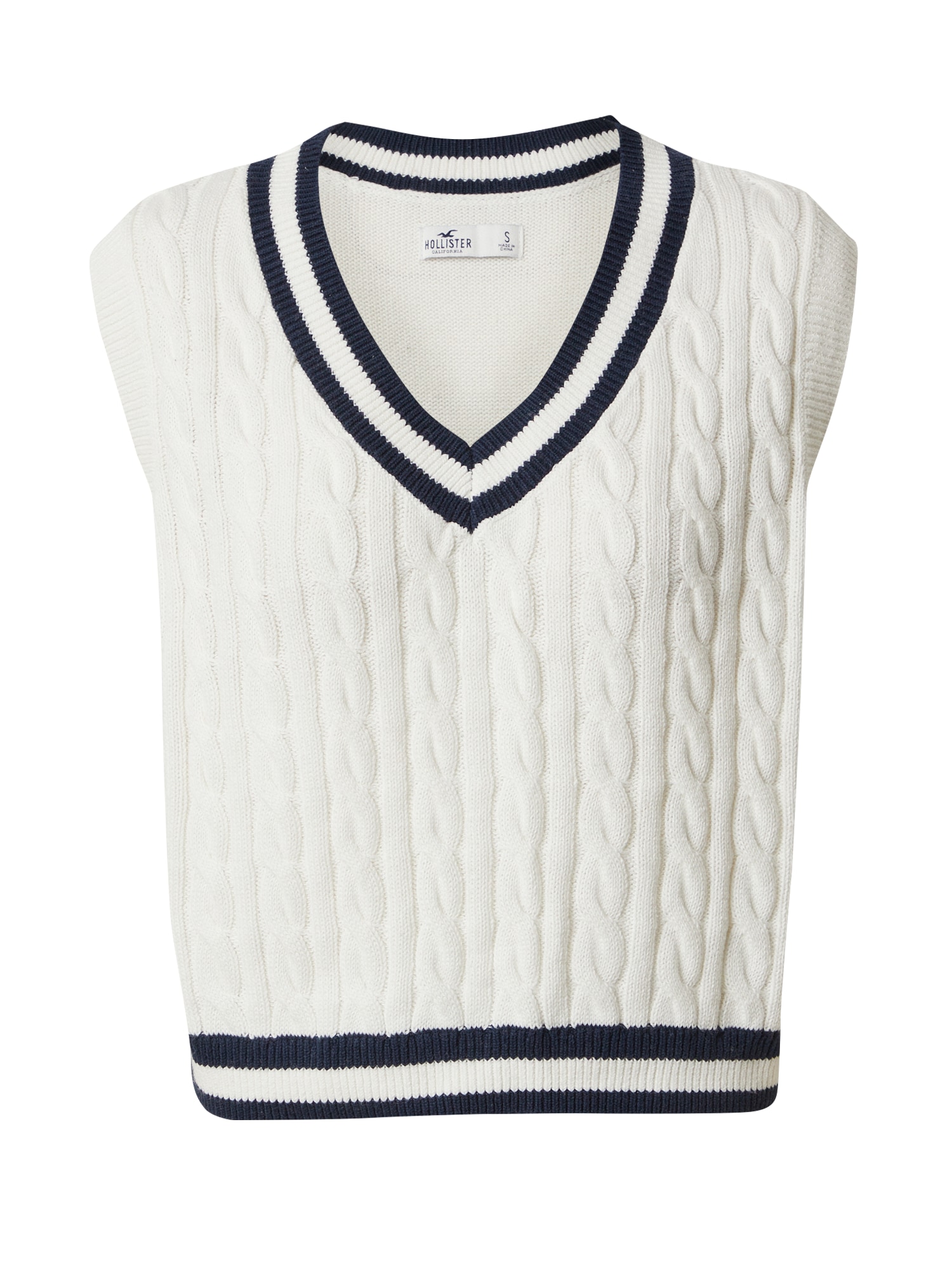 HOLLISTER Pulover  nočno modra / bela