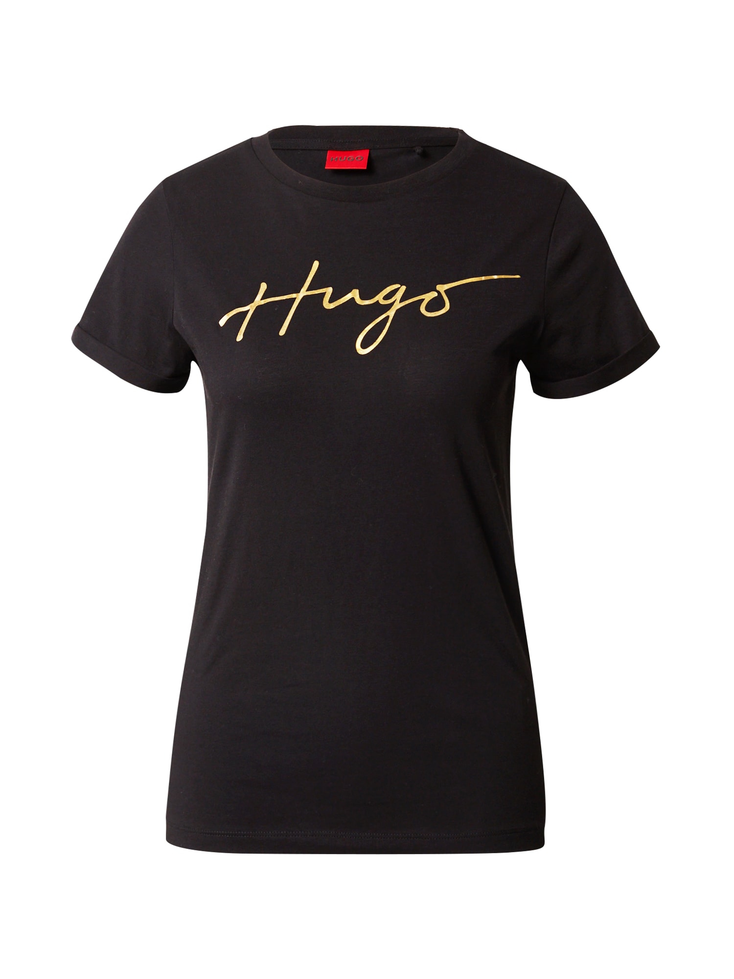 HUGO Majica 'Slim Tee'  zlata / črna