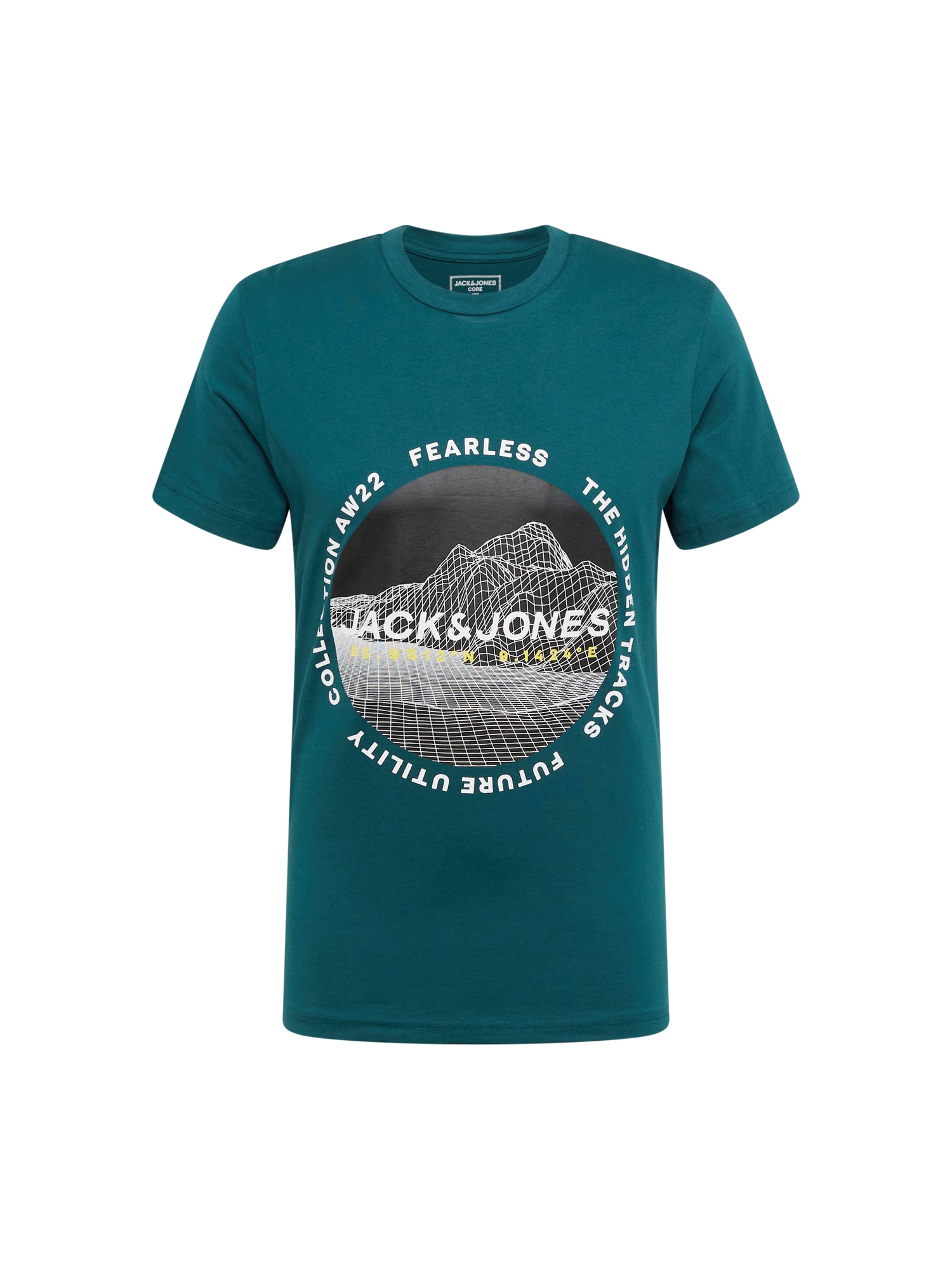 JACK & JONES Majica 'MAPPING'  apno / smaragd / črna / bela