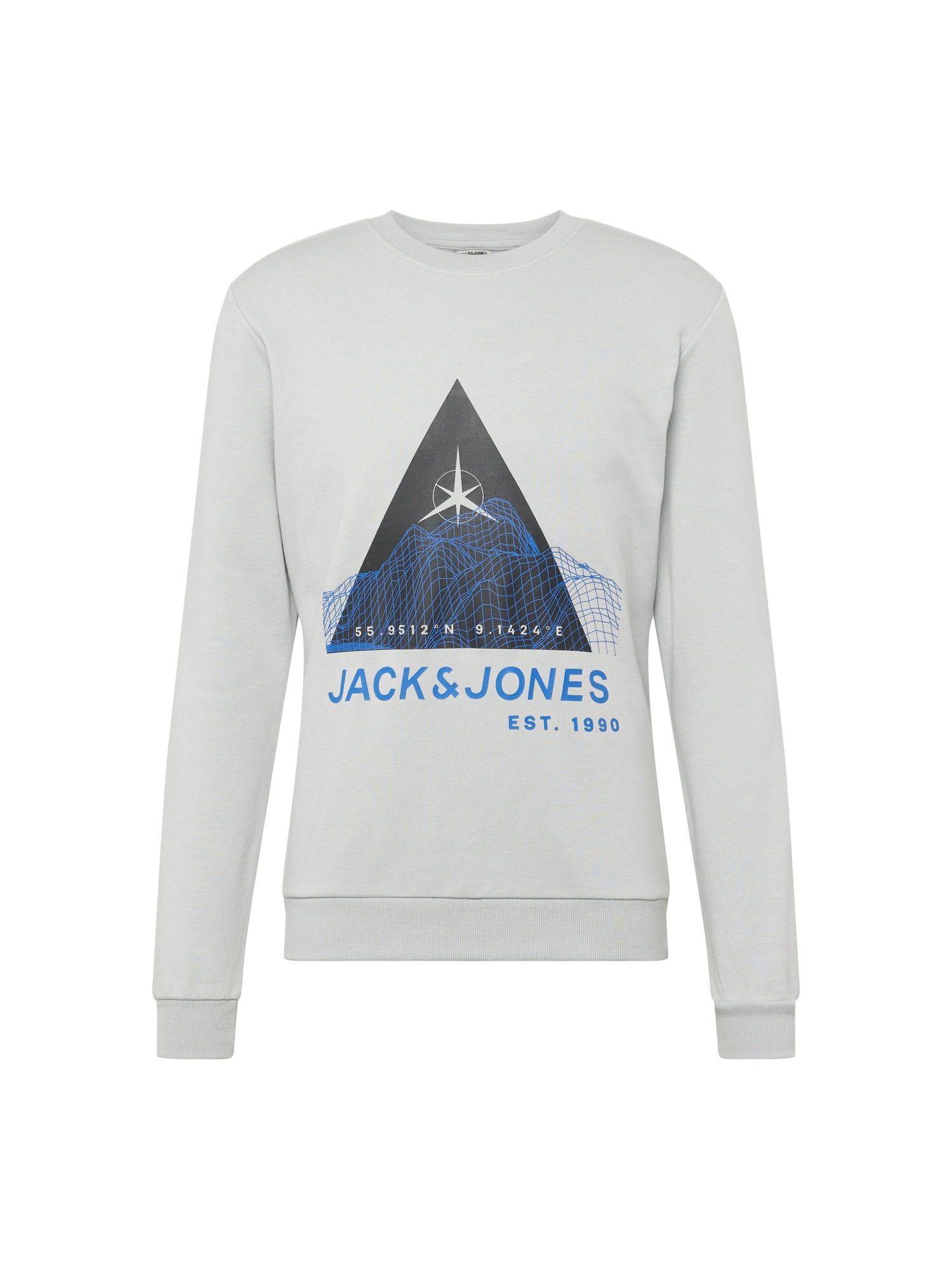 JACK & JONES Majica 'MAPPING'  modra / siva / črna / bela