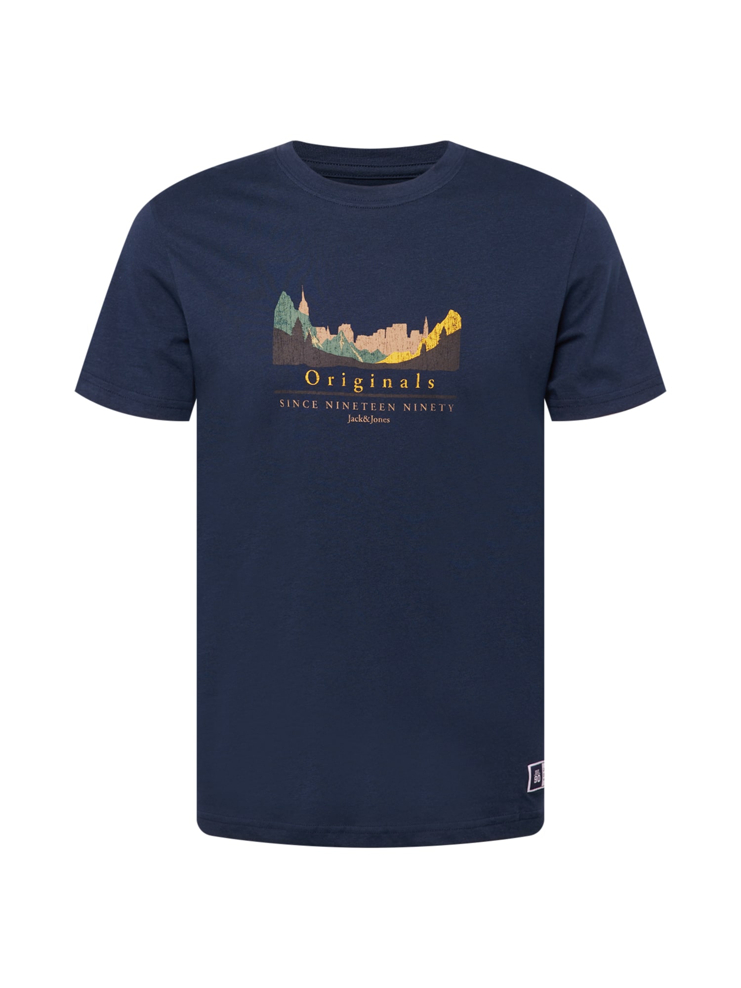JACK & JONES Majica 'WOODLAND'  mornarska / temno rjava / rumena / zelena