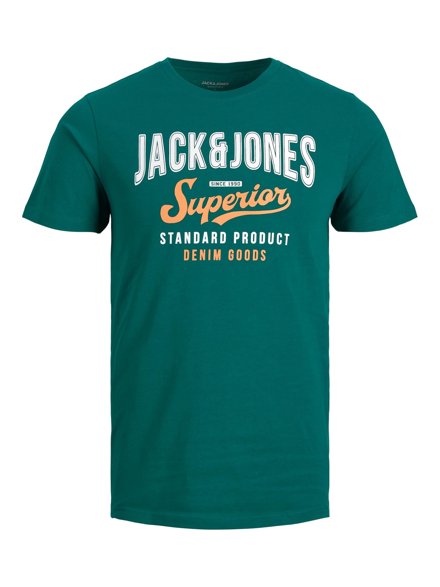 JACK & JONES Majica  smaragd / oranžna / bela